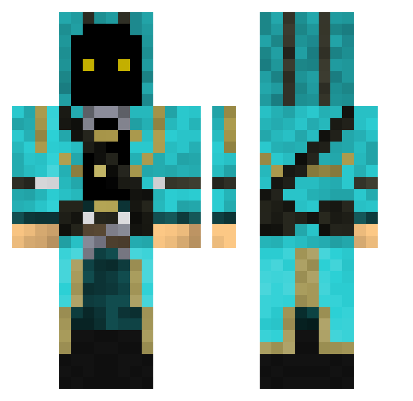 Quantenpc Minecraft skin, front and back view