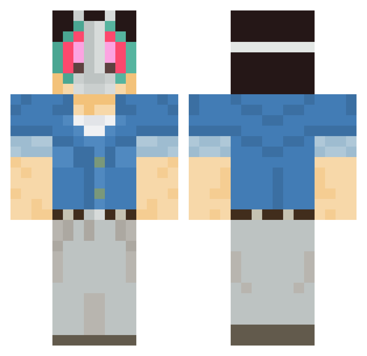 FozziS Minecraft skin, front and back view