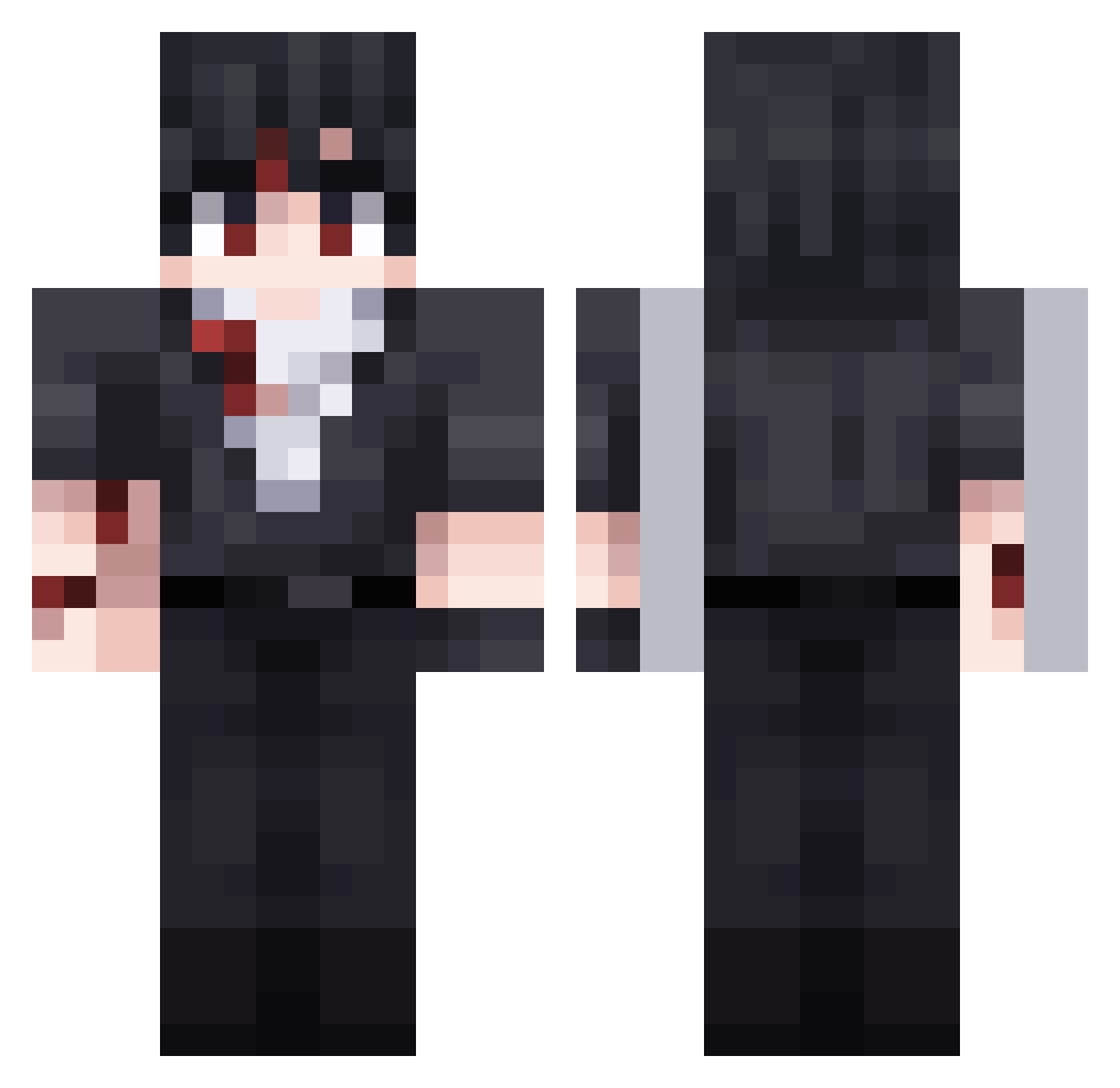 De13tE Minecraft skin, front and back view