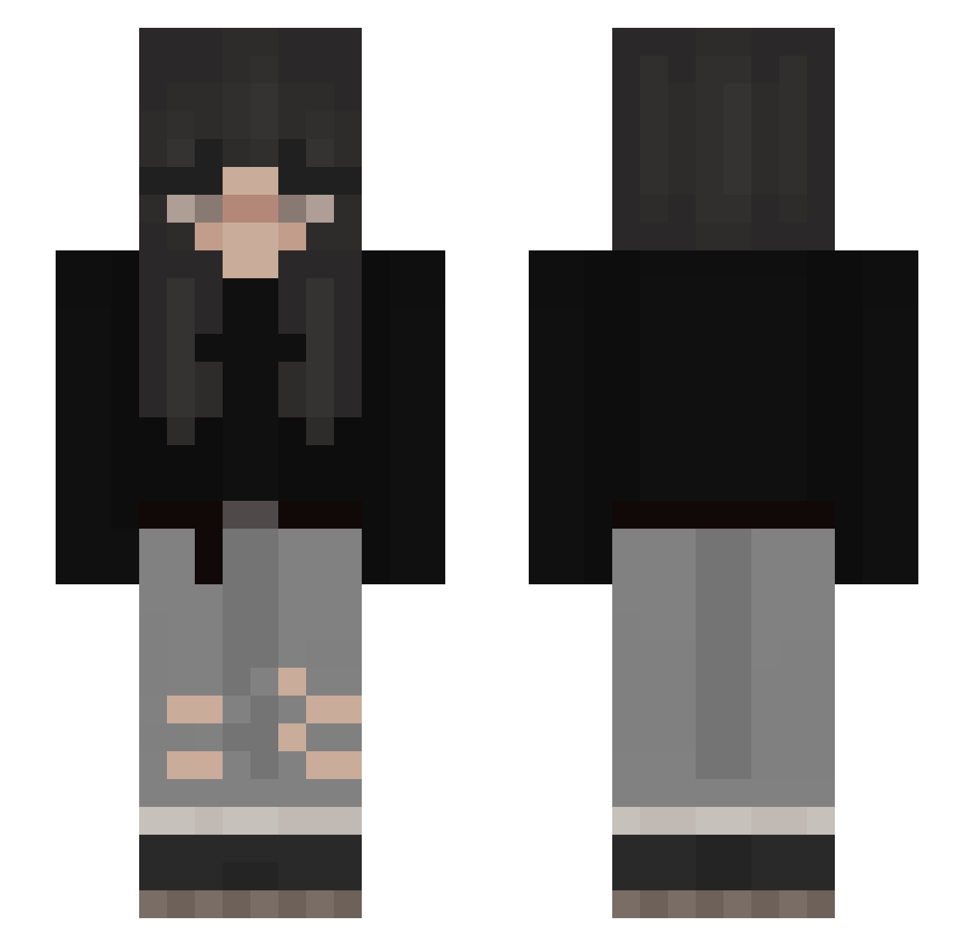 IsaKnife Minecraft skin, front and back view