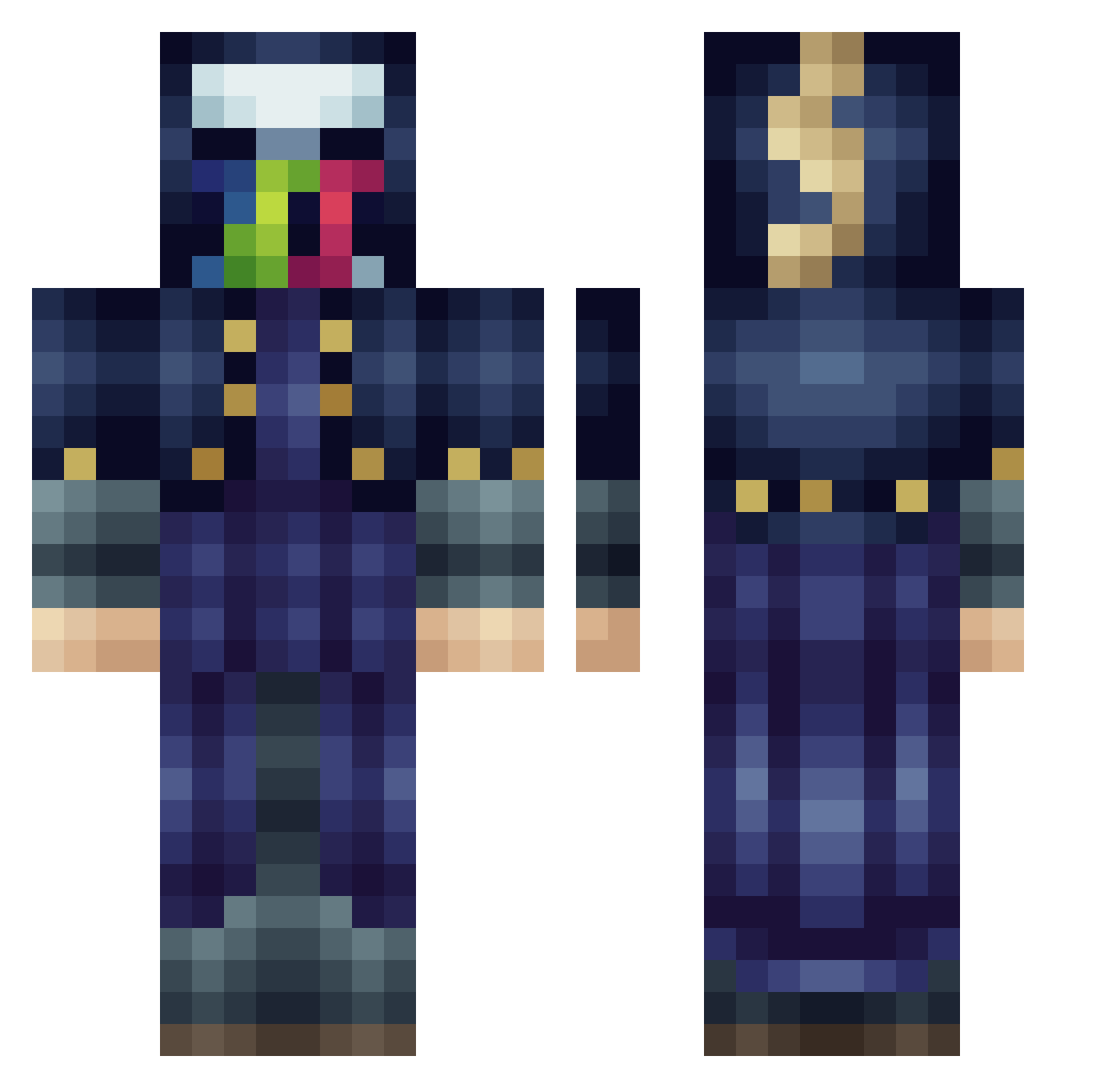 T001box Minecraft skin, front and back view