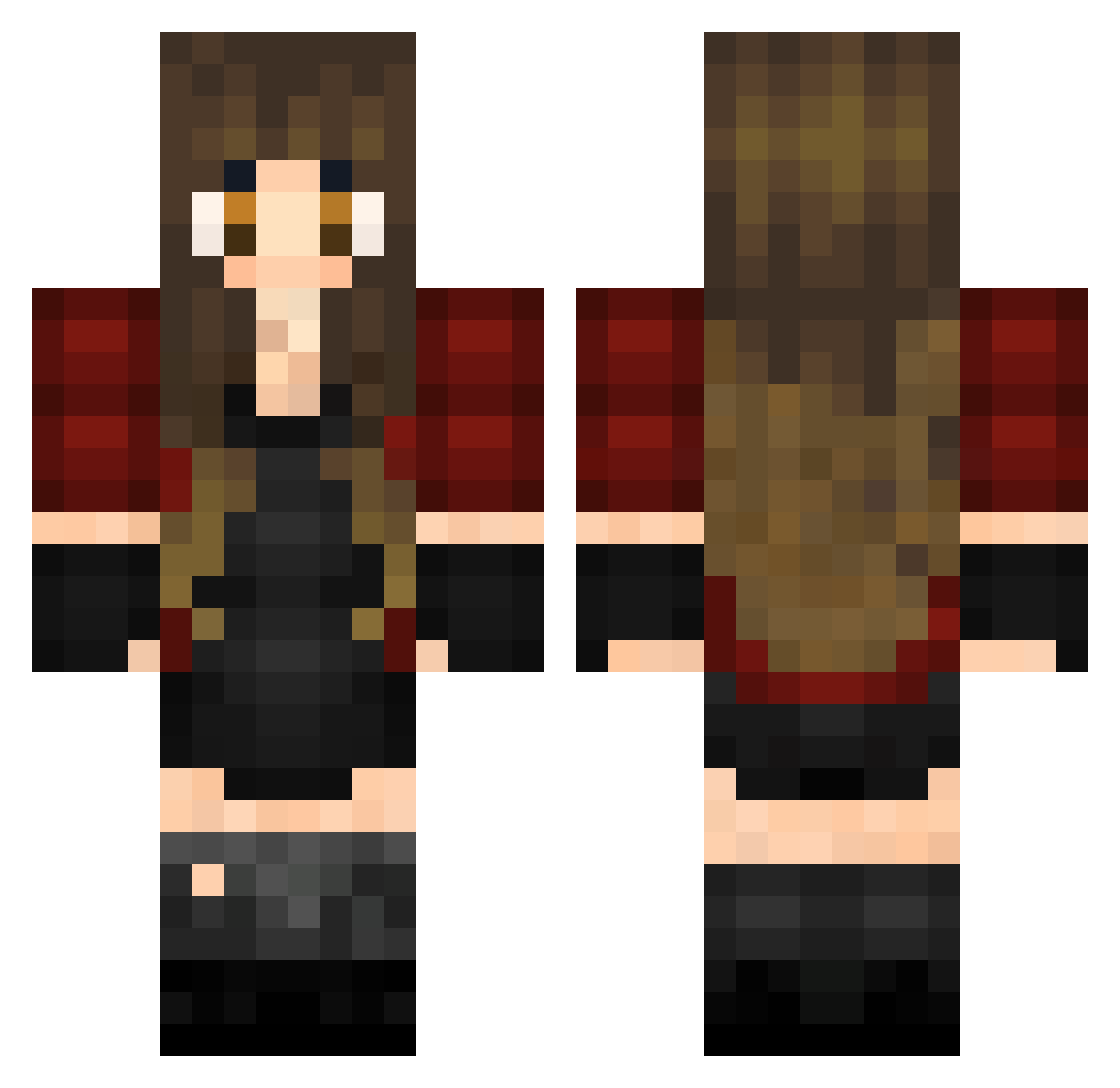 PlxsmaMC Minecraft skin, front and back view