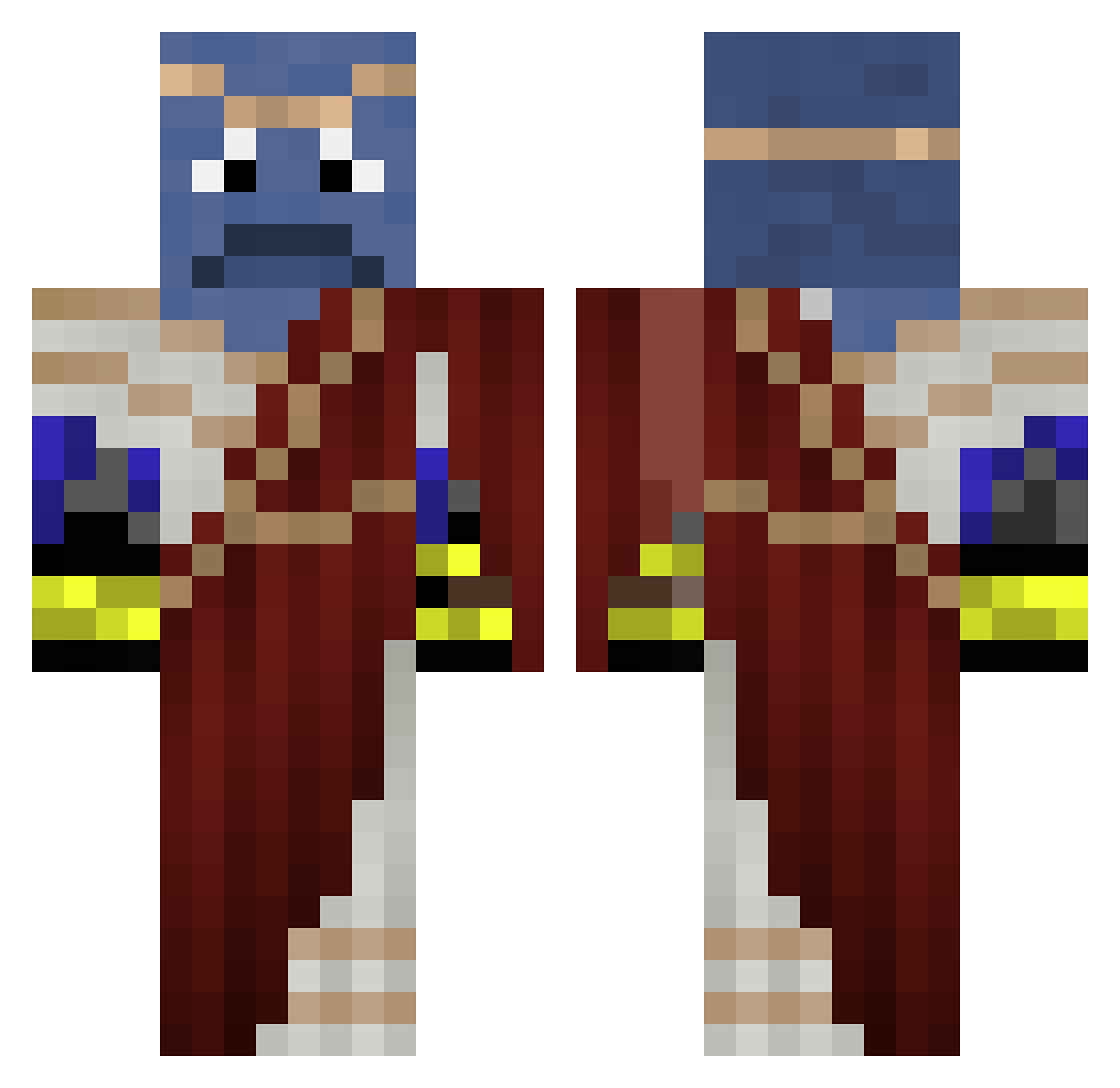 r1iker Minecraft skin, front and back view