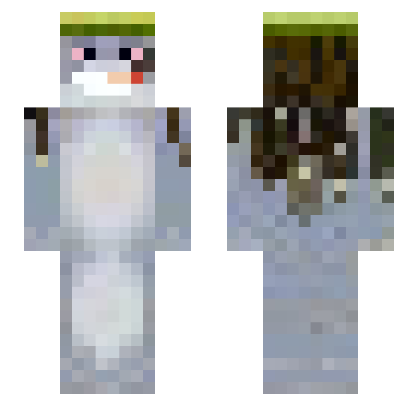 Synkhr0 Minecraft skin, front and back view