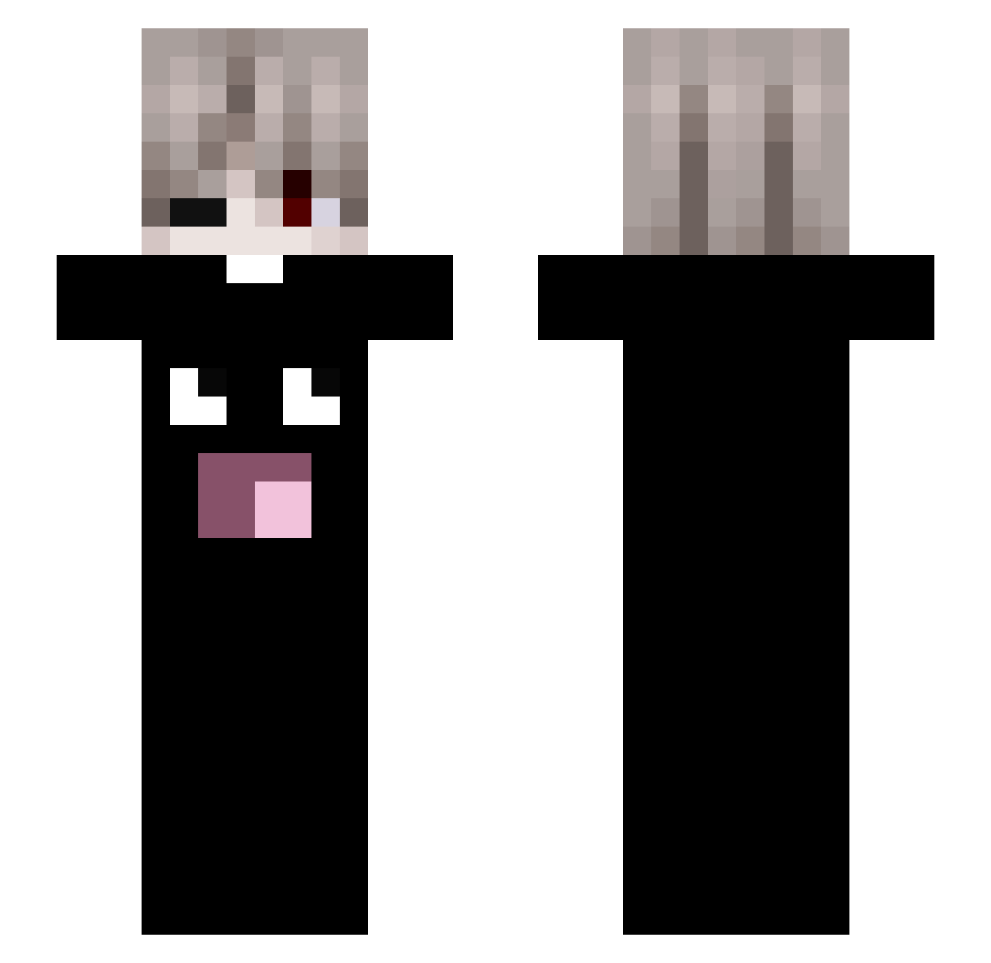 FlsNya Minecraft skin, front and back view