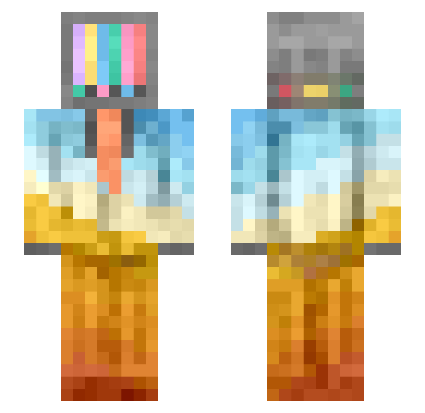 ItsSlako Minecraft skin, front and back view
