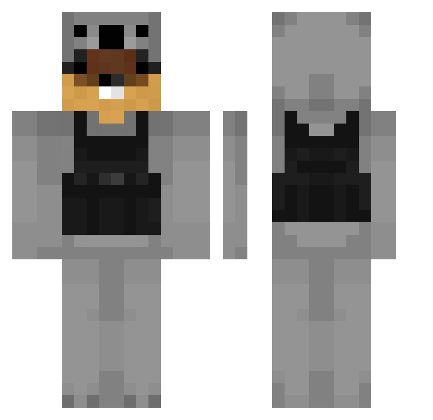 BombaS3nsei Minecraft skin, front and back view