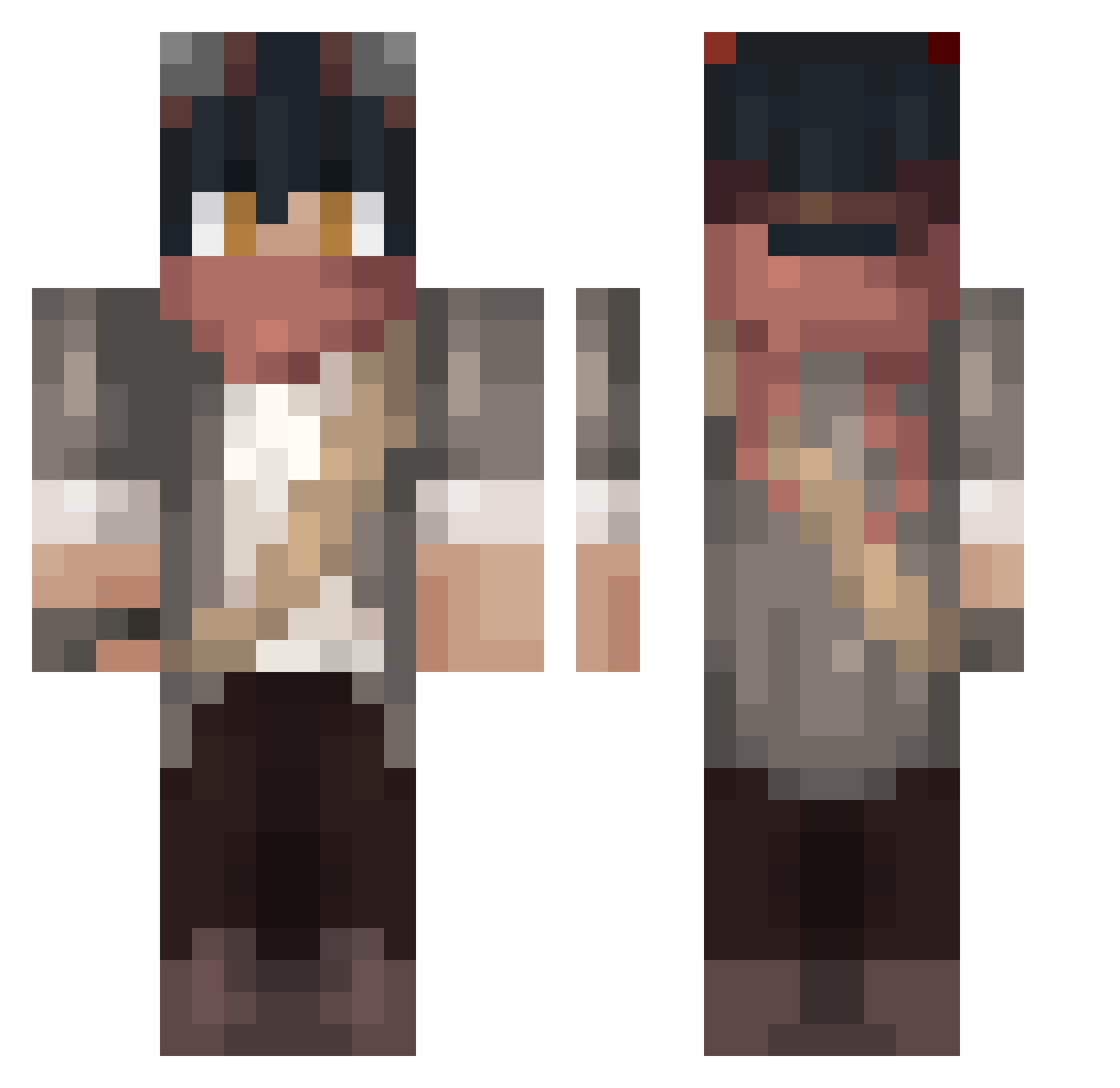 EdgyMoo Minecraft skin, front and back view