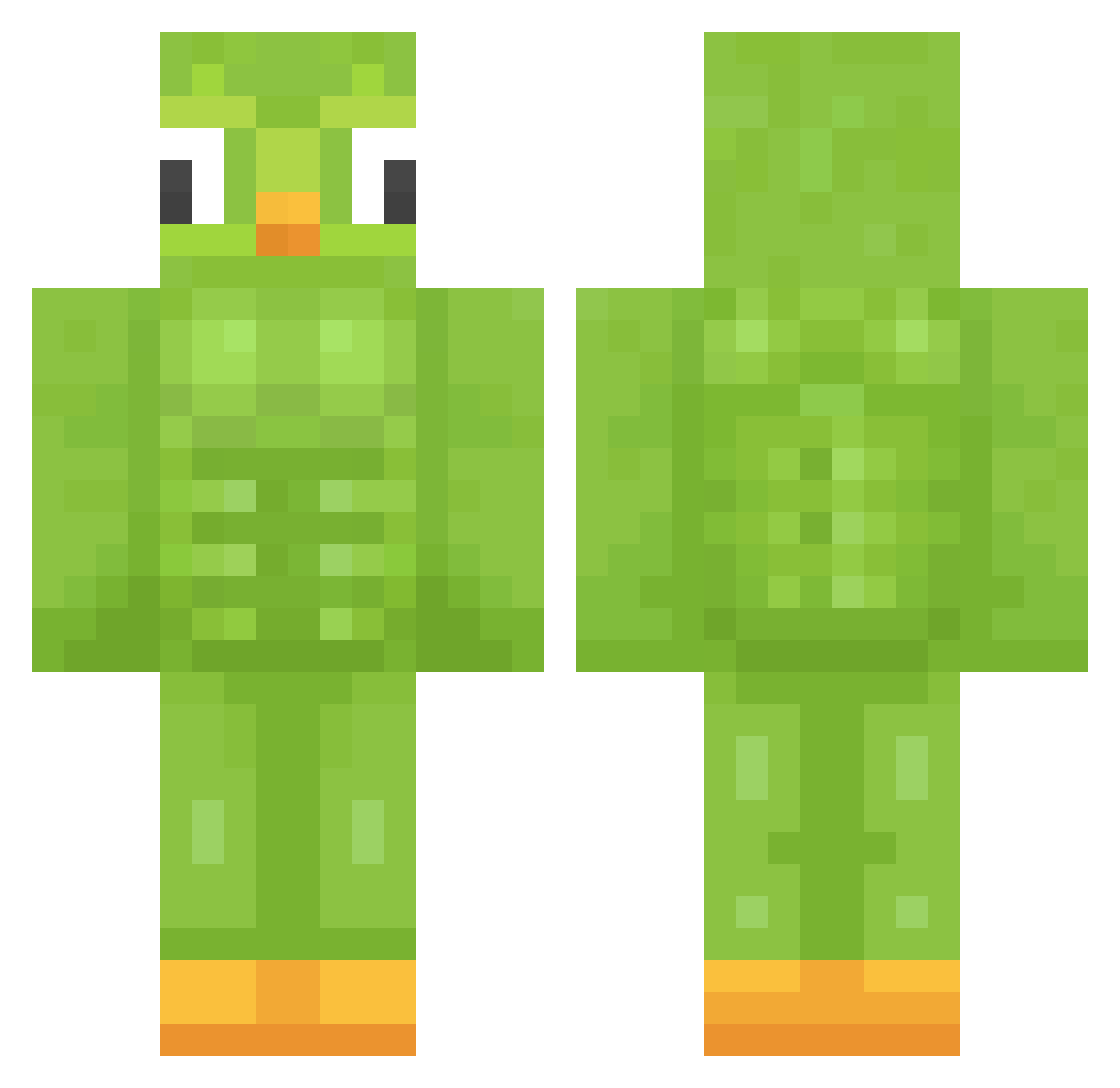 yooniTV Minecraft skin, front and back view