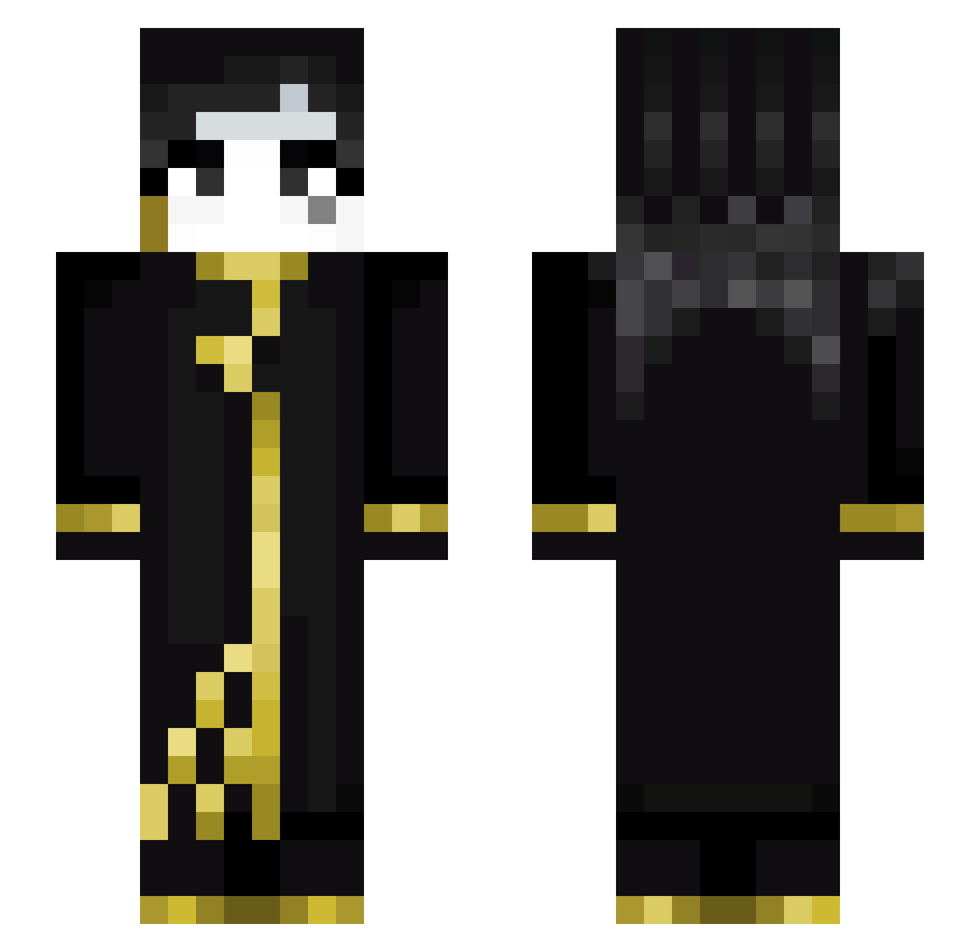 PlaidArrow Minecraft skin, front and back view