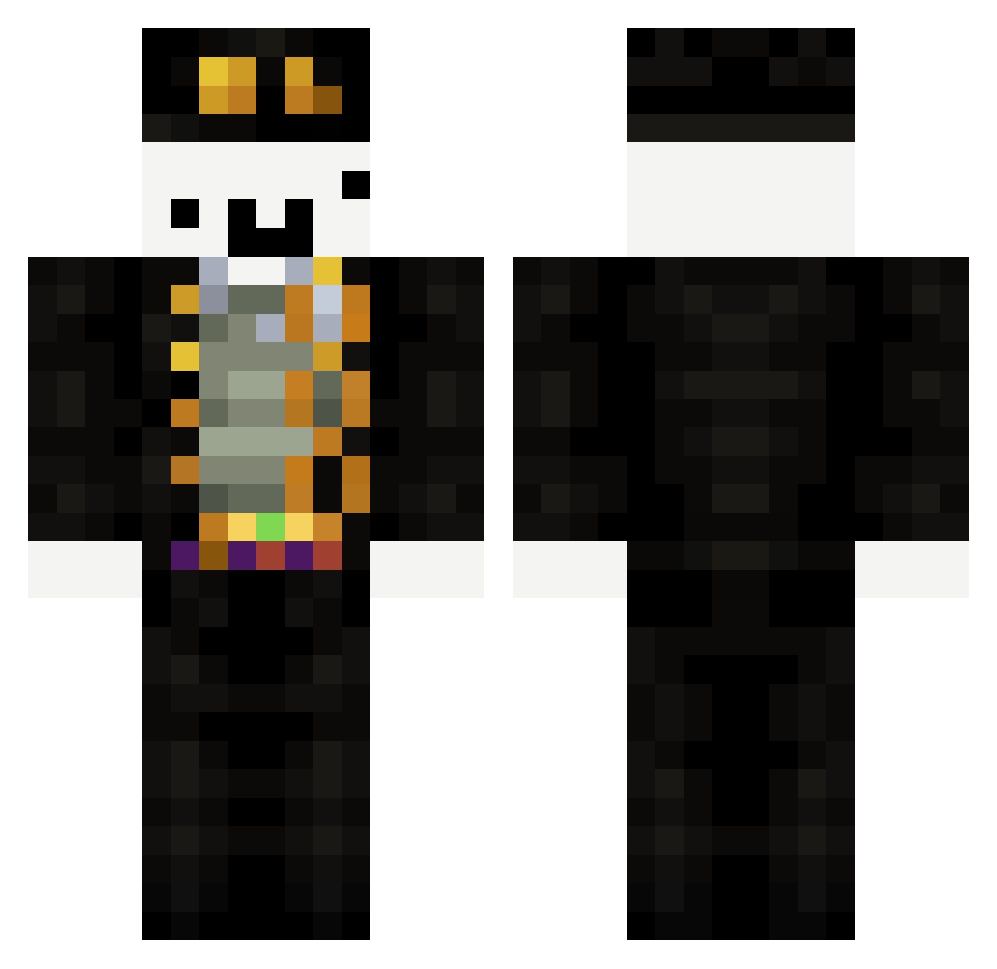 SUGMAWHUT Minecraft skin, front and back view