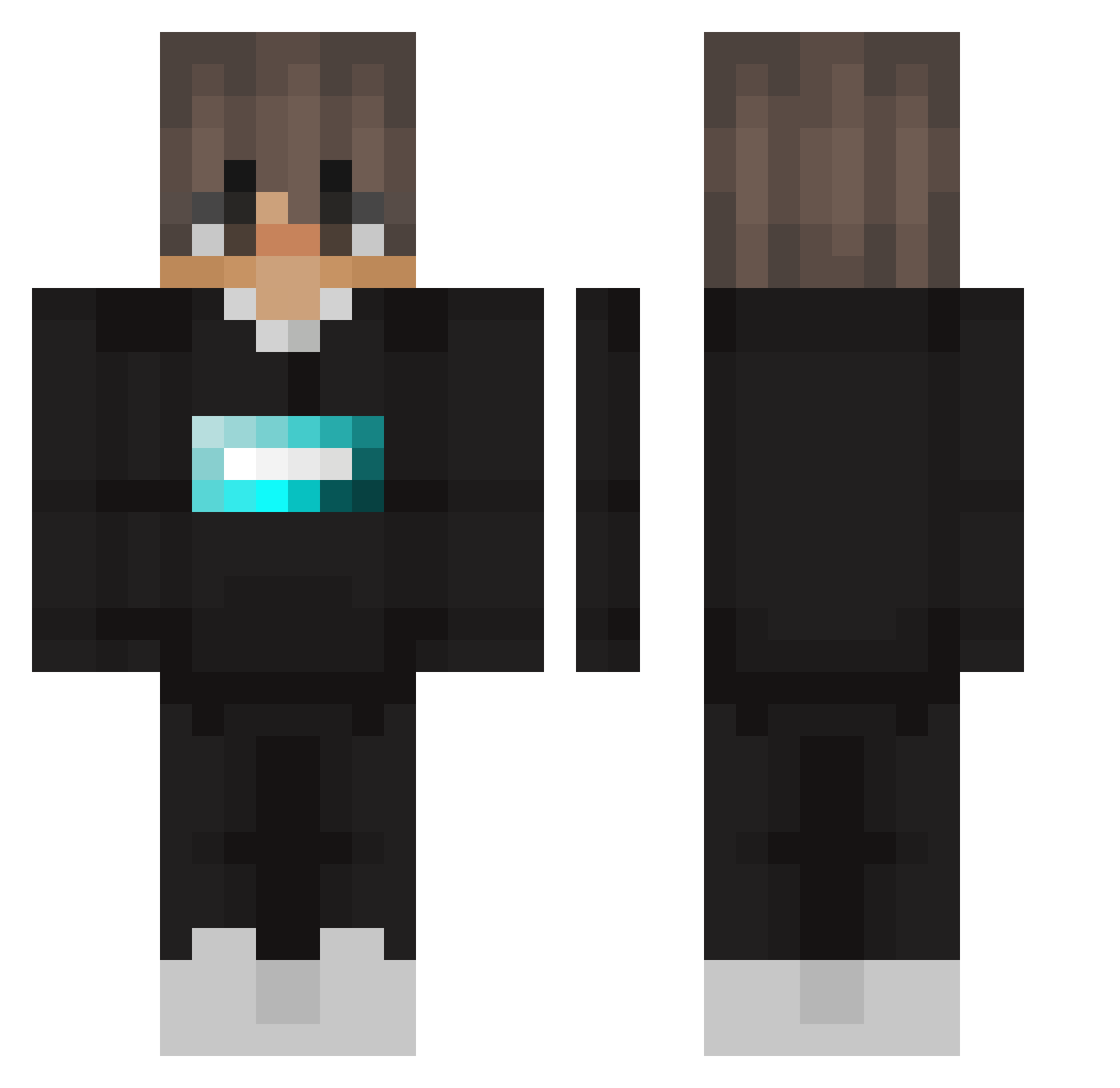 Dino_Q Minecraft skin, front and back view
