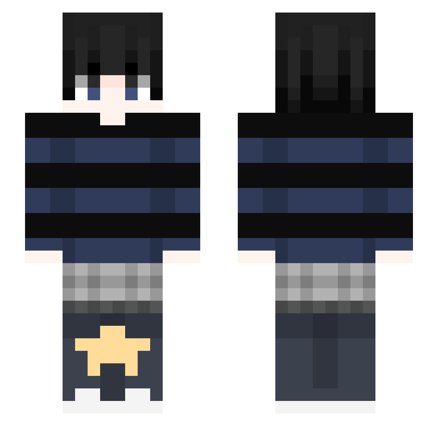 TheRealWavees Minecraft skin, front and back view