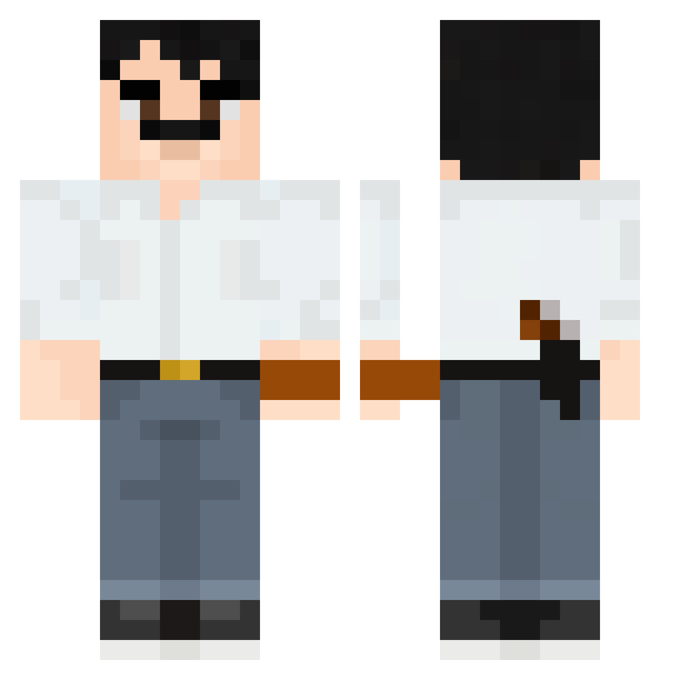 AmigoElChapo Minecraft skin, front and back view