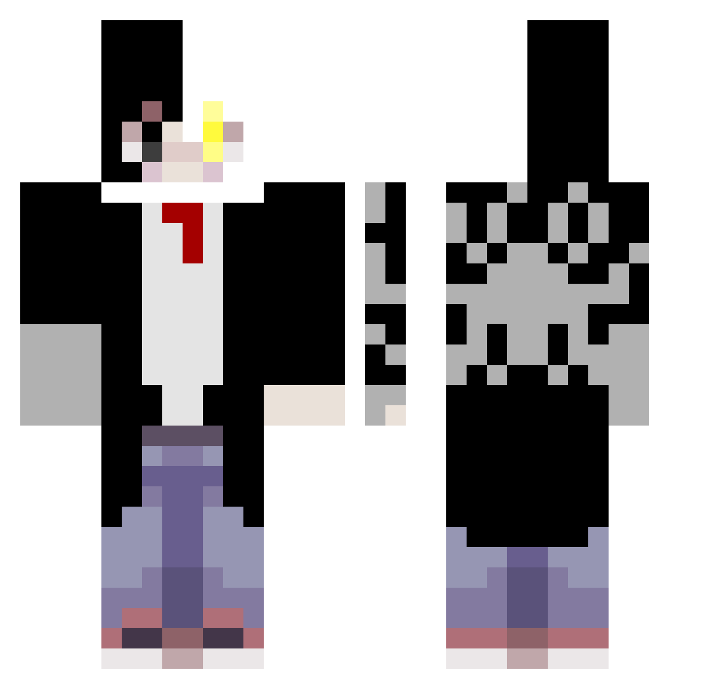 AntimatterLOL Minecraft skin, front and back view