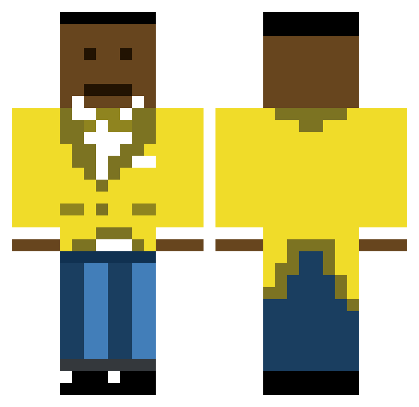 PastorRettig Minecraft skin, front and back view