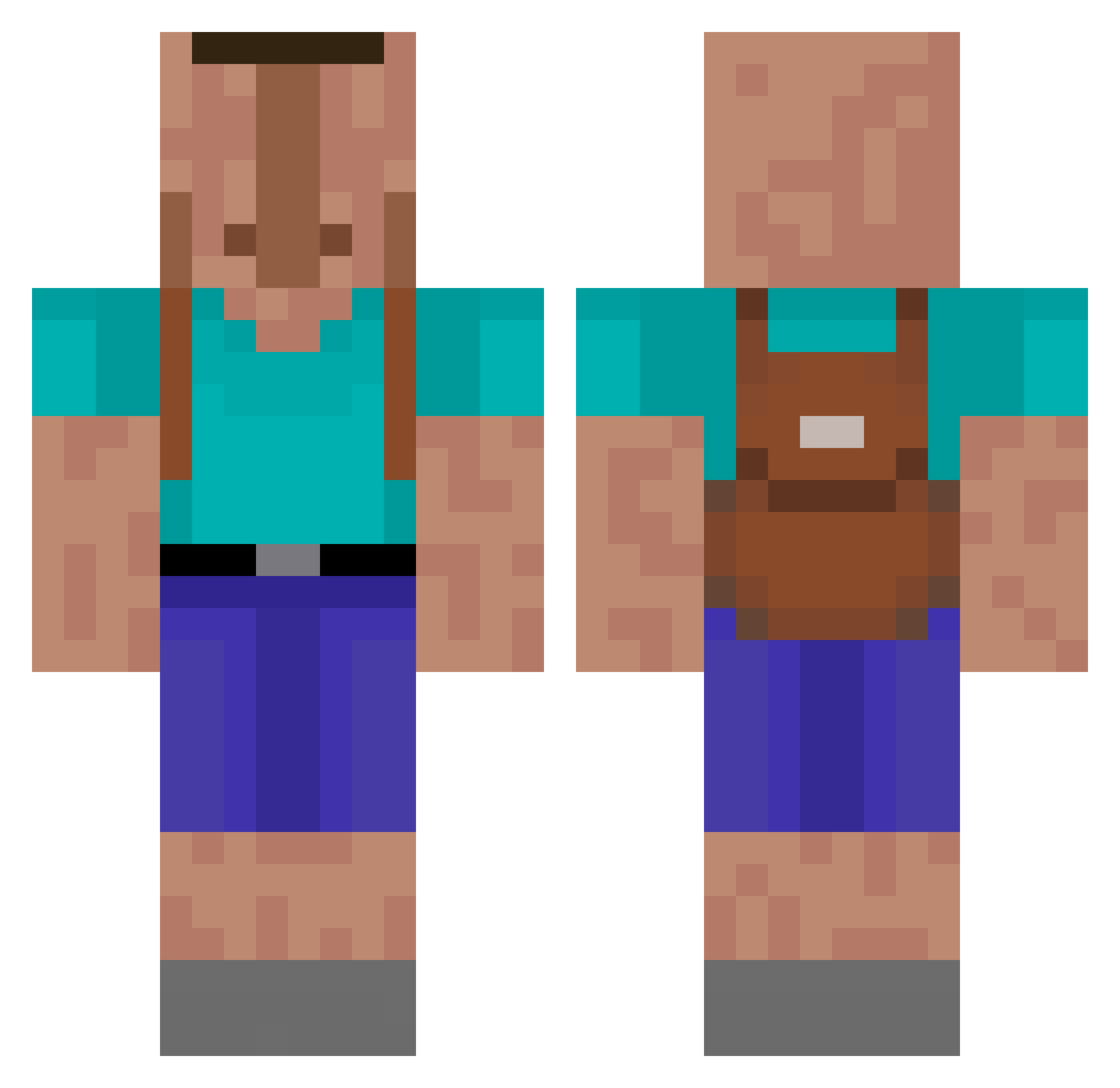 legitrrr Minecraft skin, front and back view
