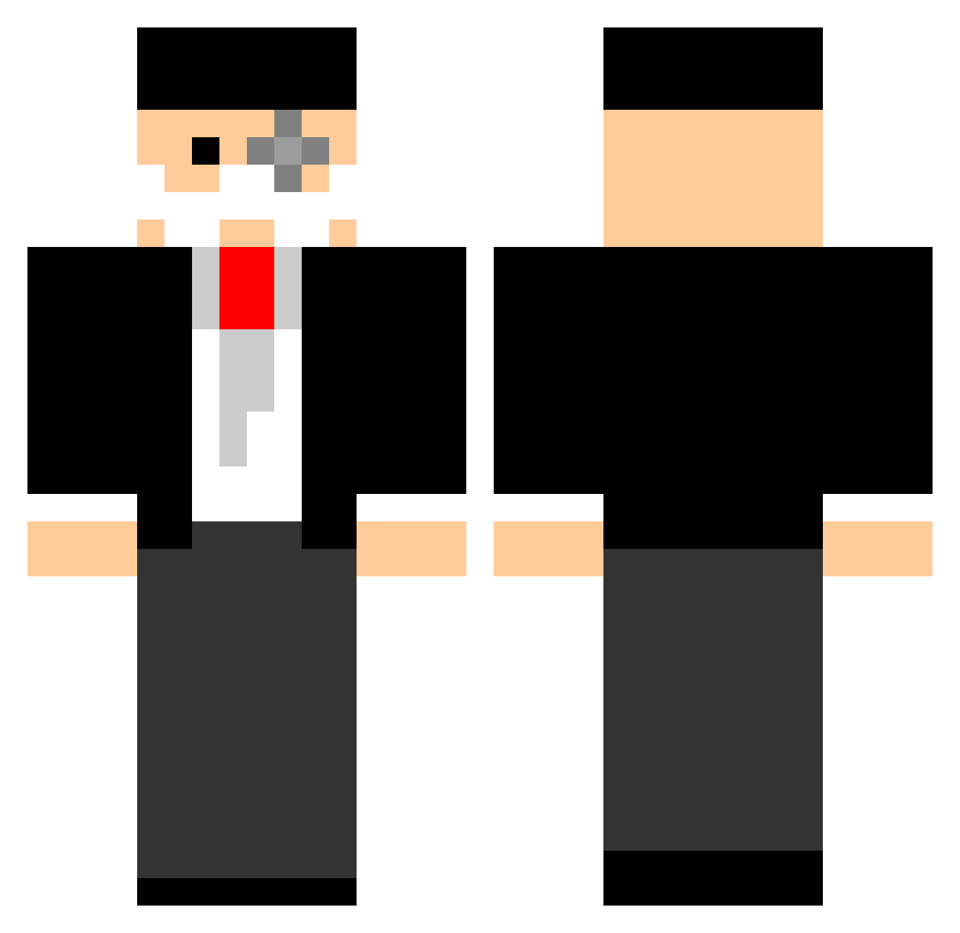 Mirk Minecraft skin, front and back view