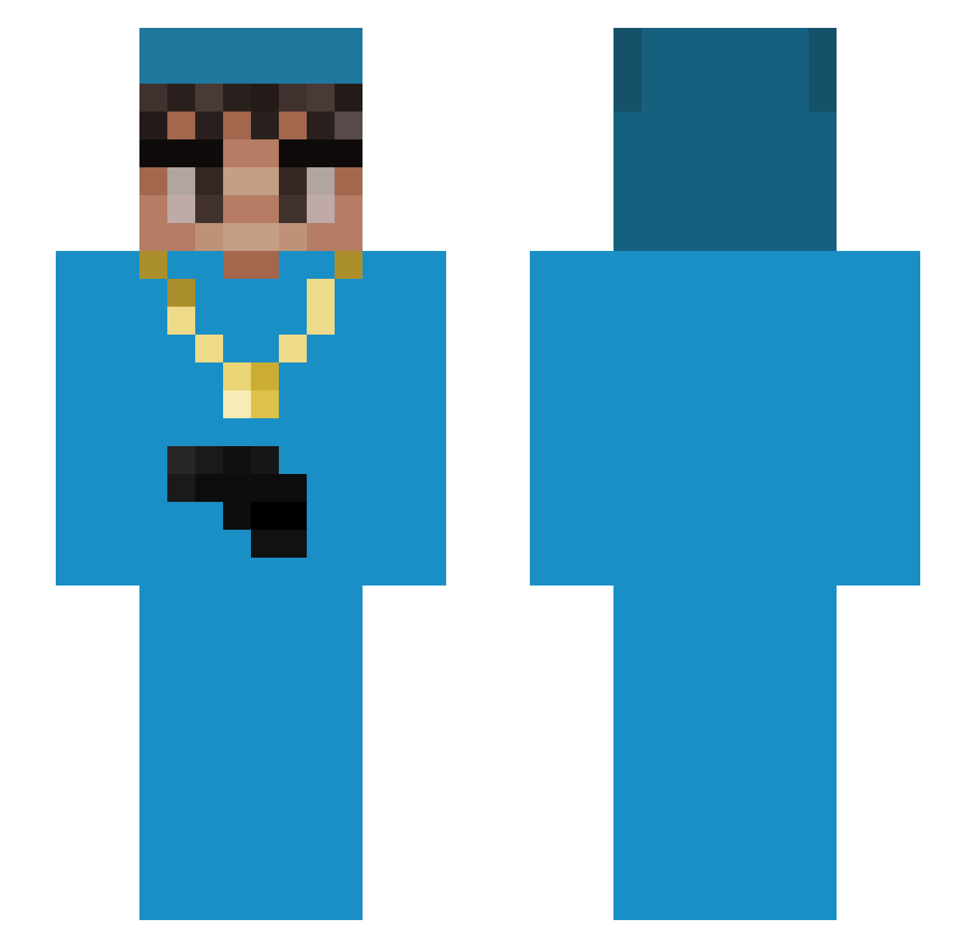 yeetos Minecraft skin, front and back view