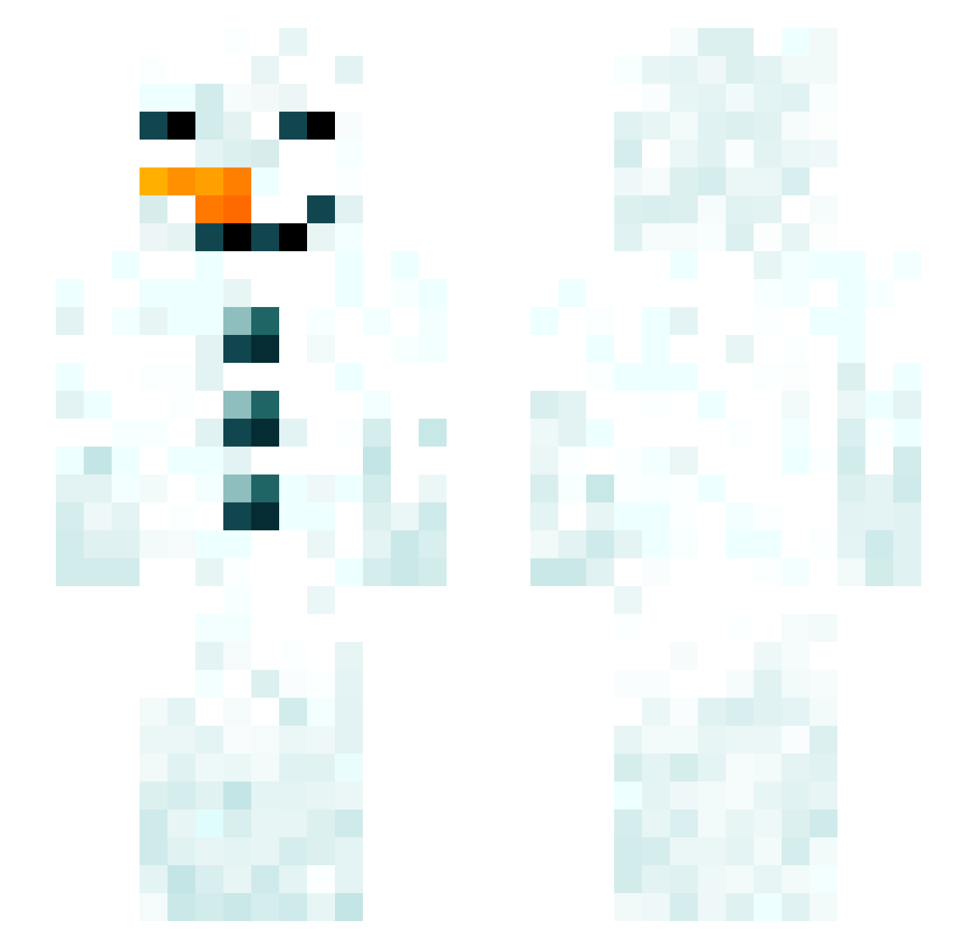 Kraftykuma Minecraft skin, front and back view
