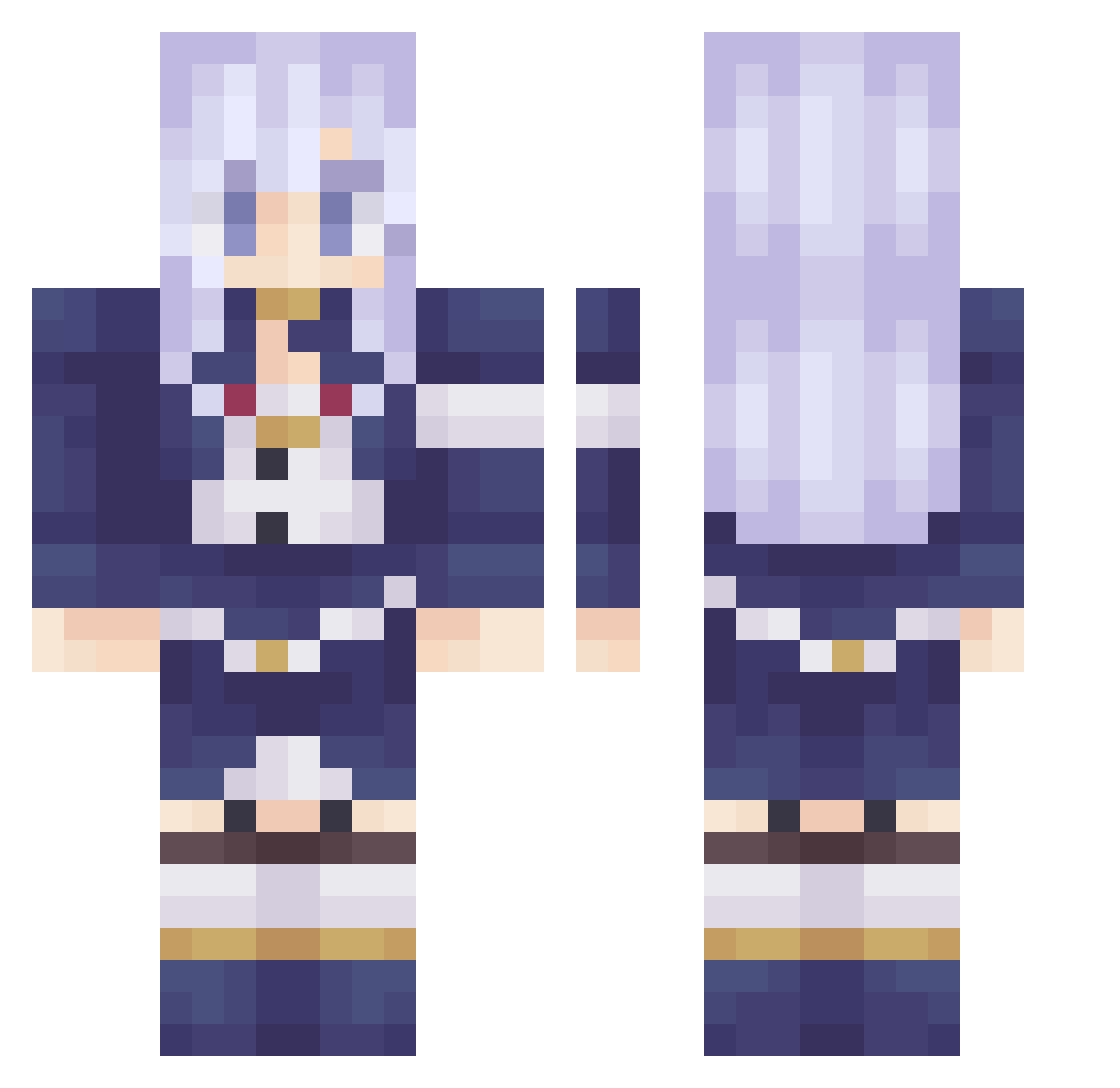 Chcstklng Minecraft skin, front and back view