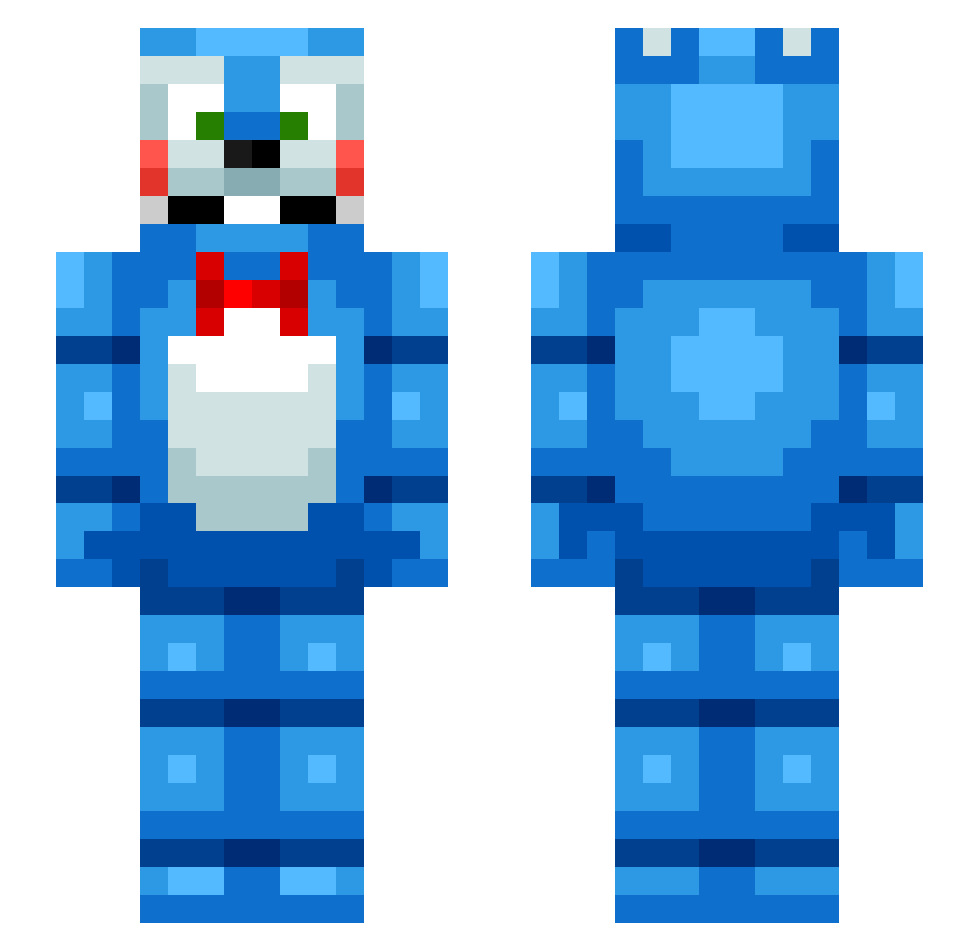 Pokies Minecraft skin, front and back view