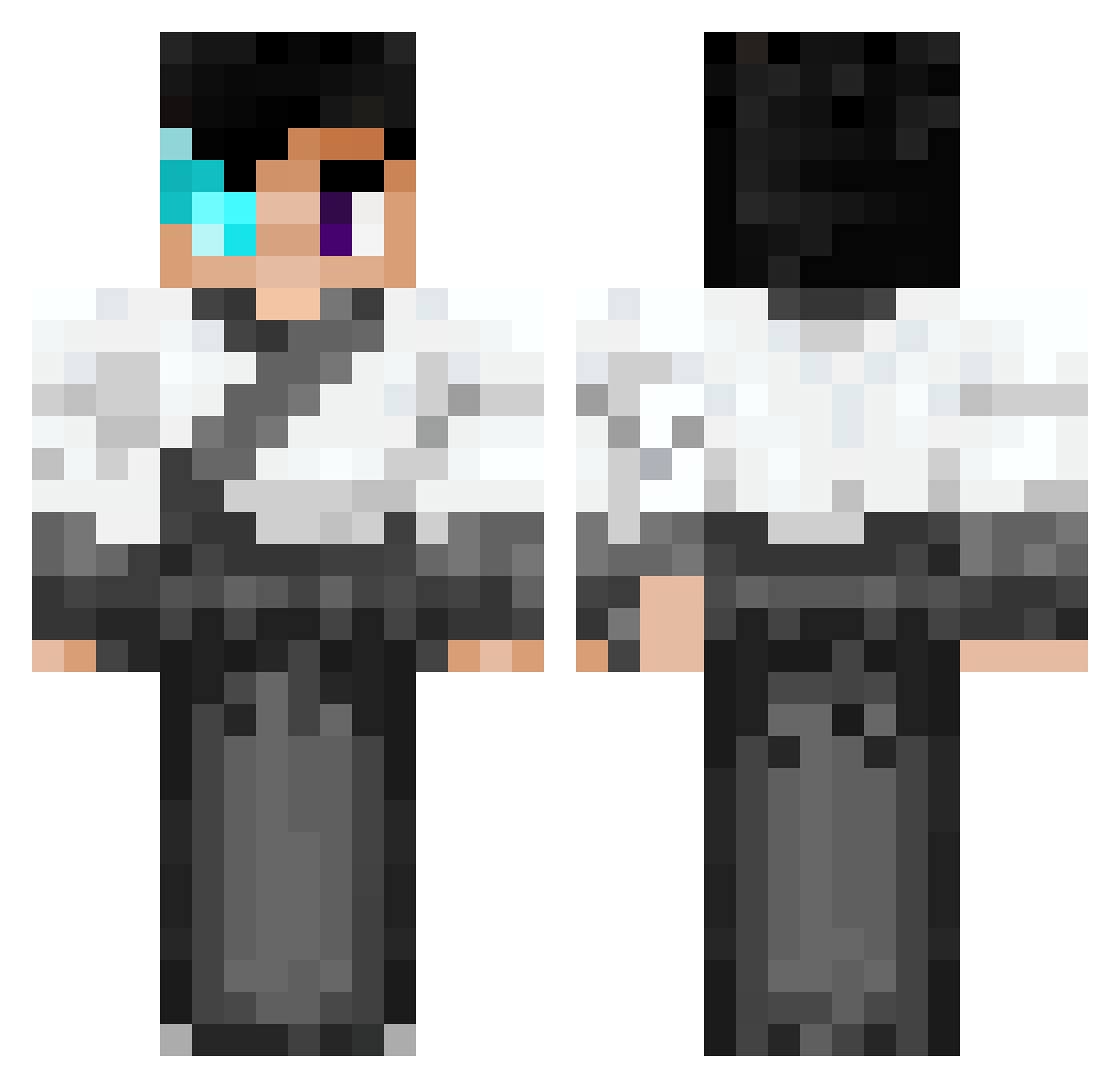 Smocka Minecraft skin, front and back view