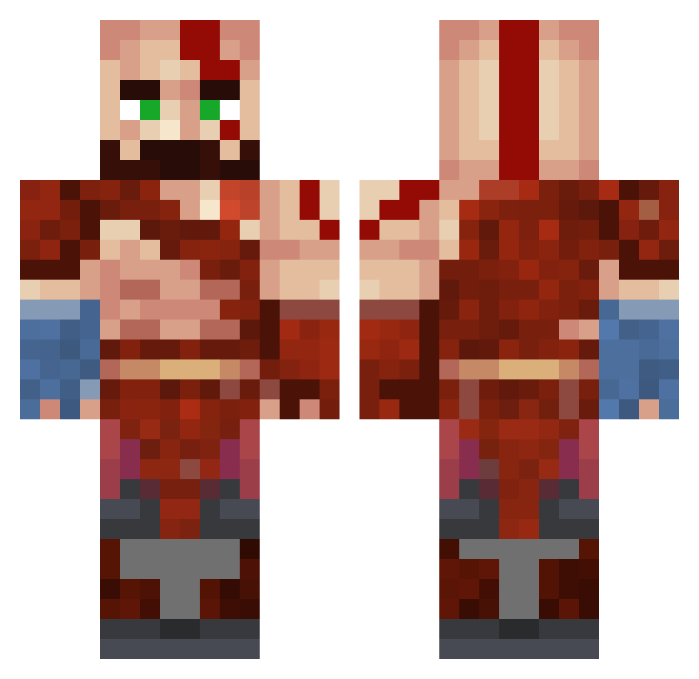 xXKratosXx4 Minecraft skin, front and back view