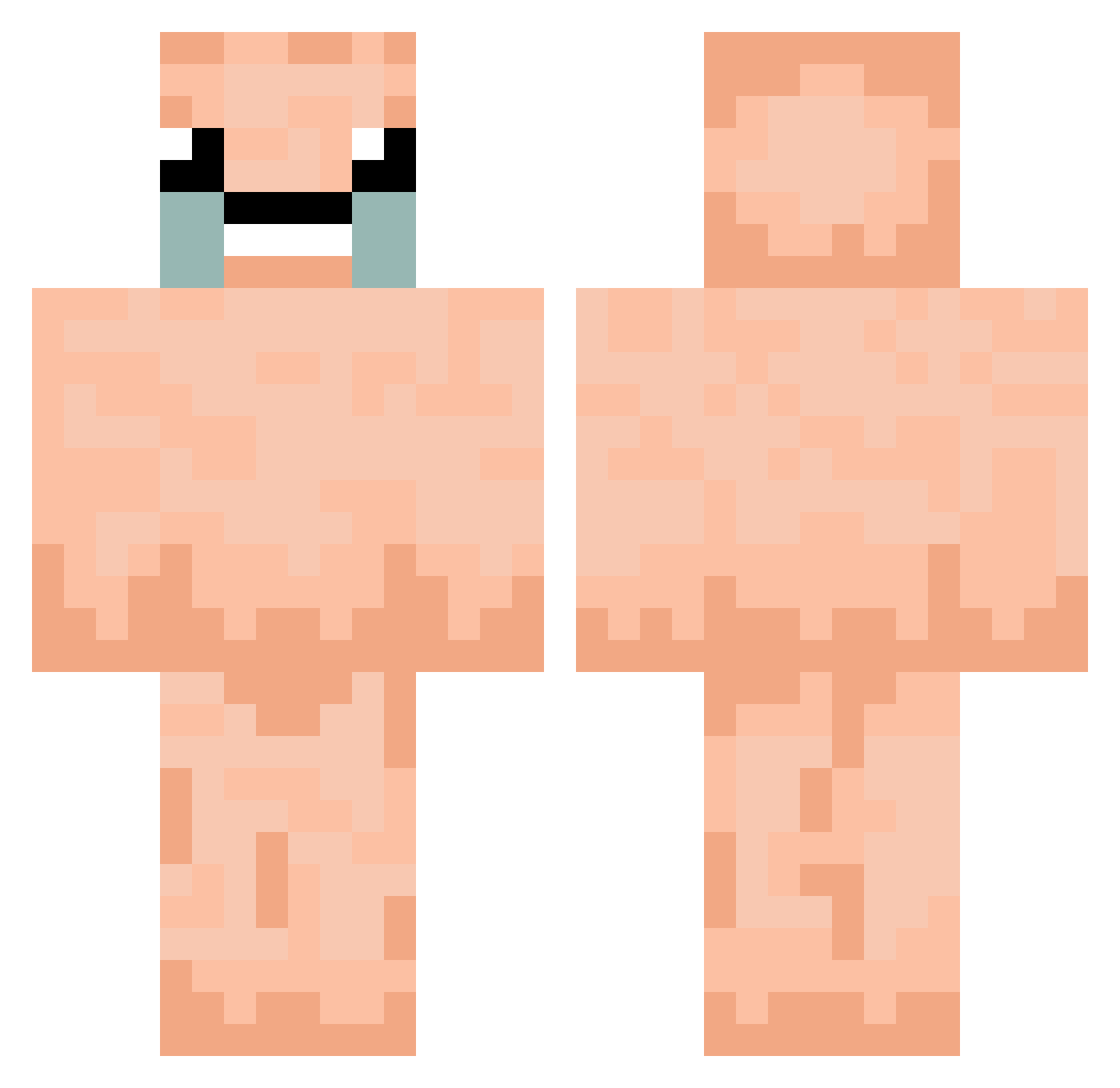 Cavechud Minecraft skin, front and back view