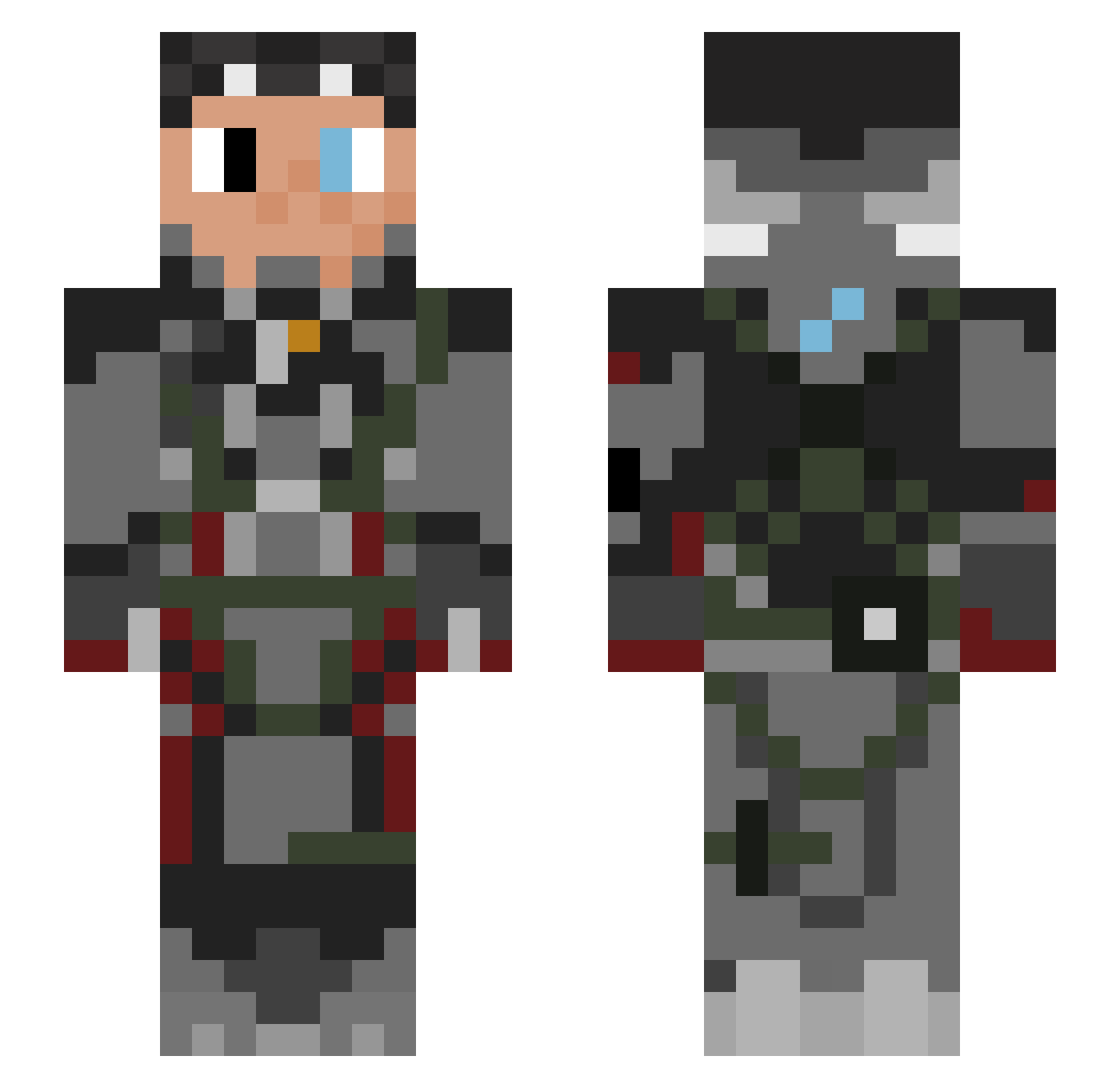 CrazyMello Minecraft skin, front and back view