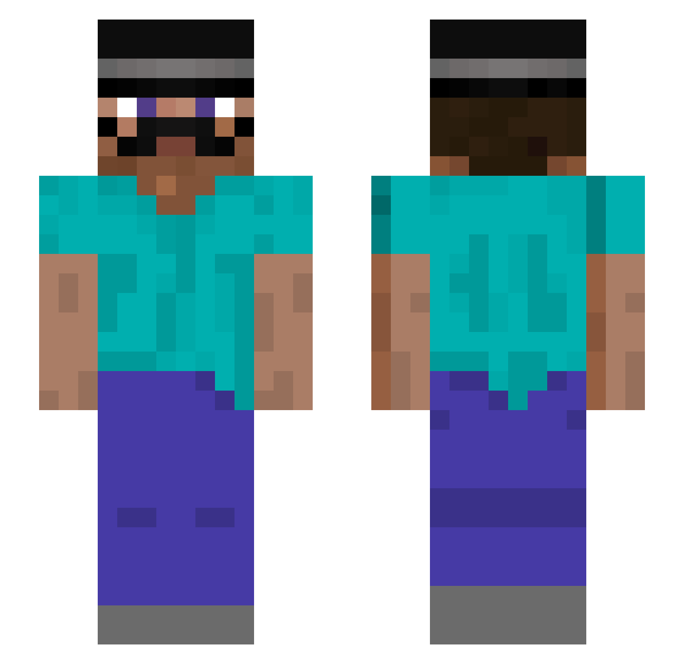 xNiral Minecraft skin, front and back view