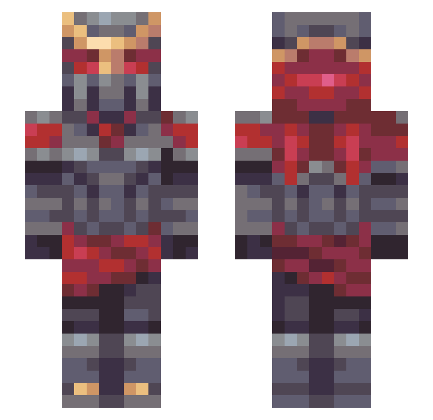 ZedGod Minecraft skin, front and back view
