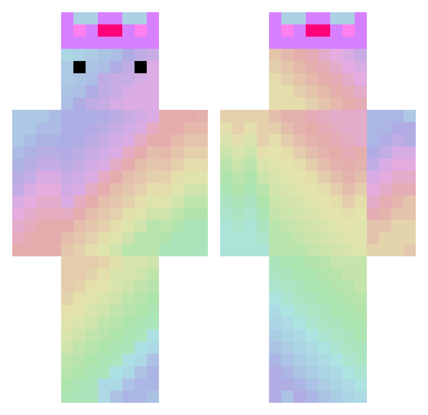 Zerran Minecraft skin, front and back view