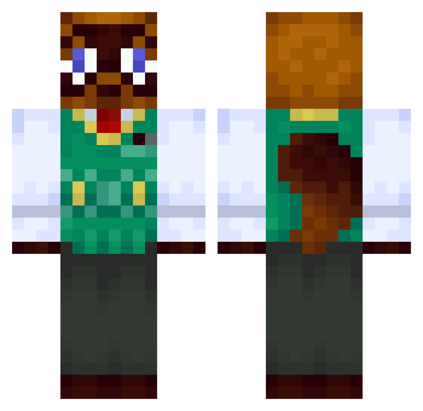 WBkicks Minecraft skin, front and back view