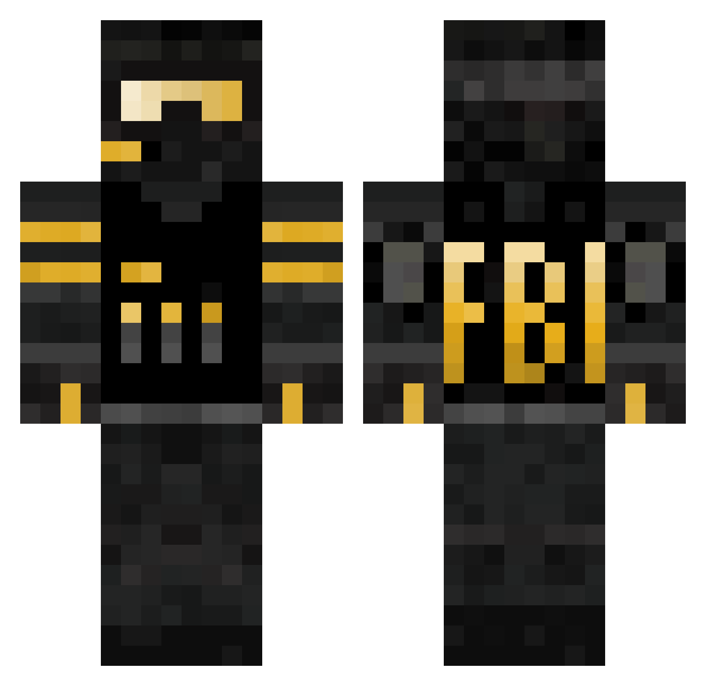 Porce Minecraft skin, front and back view