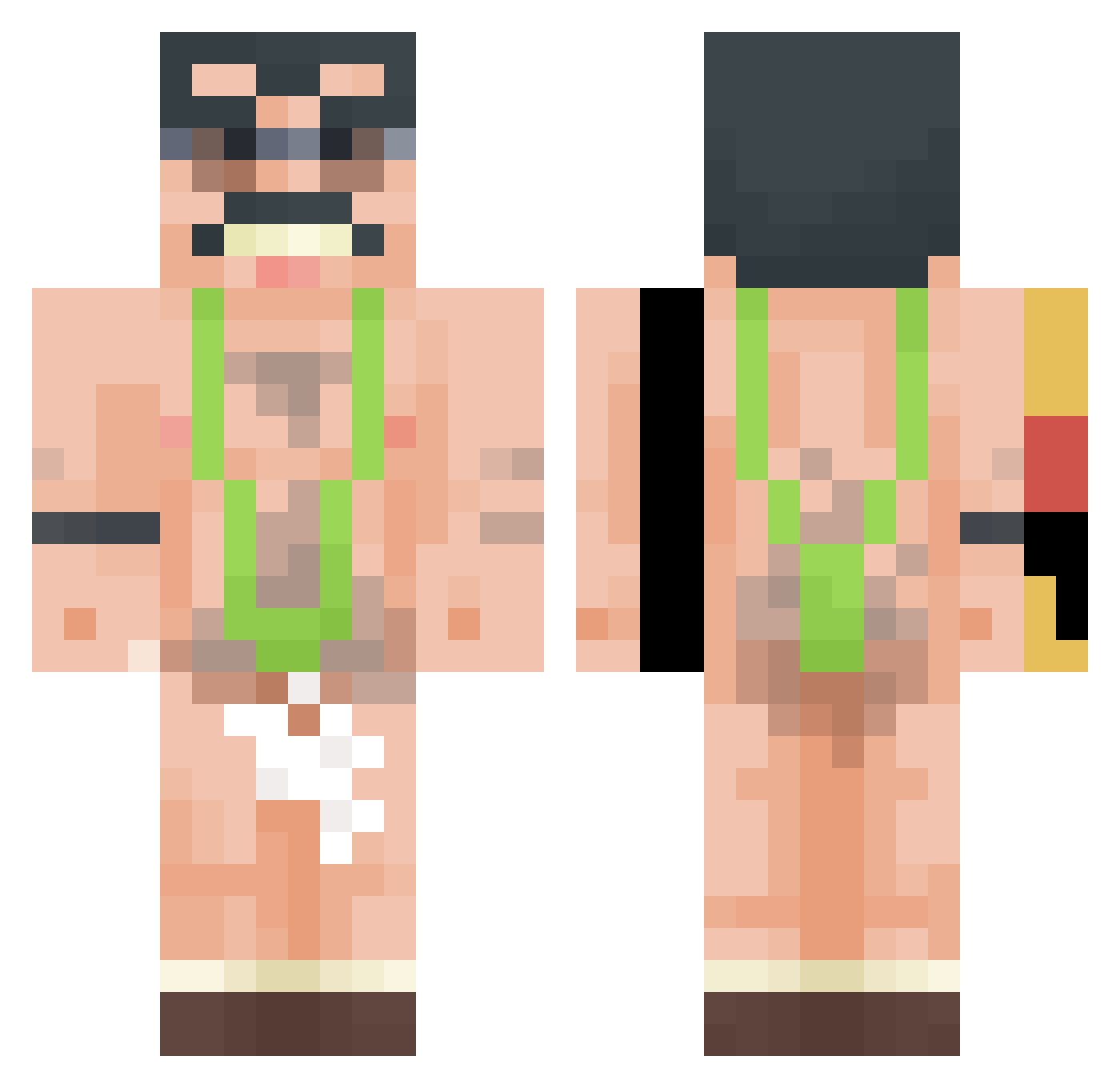P0rkWithA0 Minecraft skin, front and back view