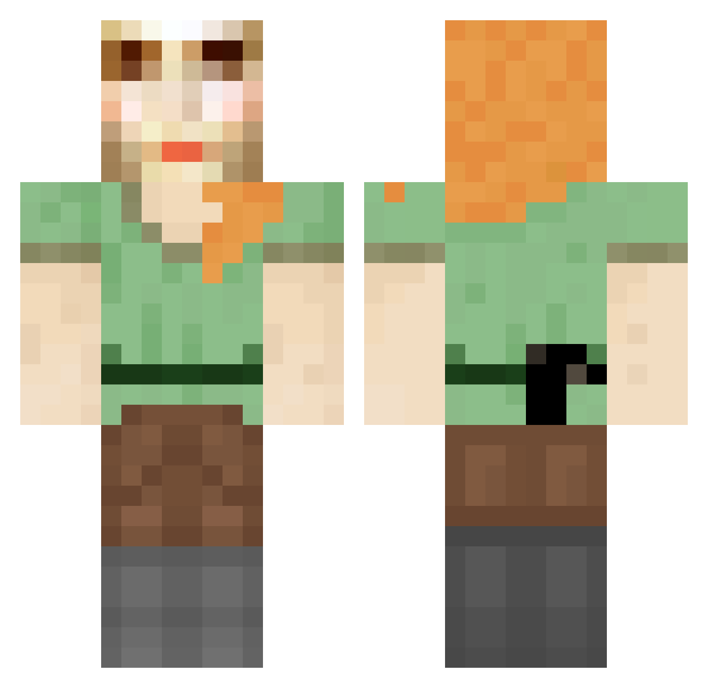 turrible Minecraft skin, front and back view