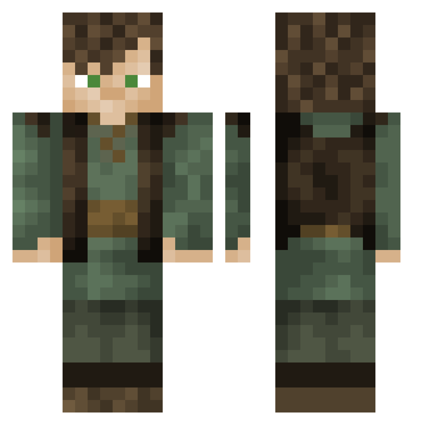 JVioque Minecraft skin, front and back view