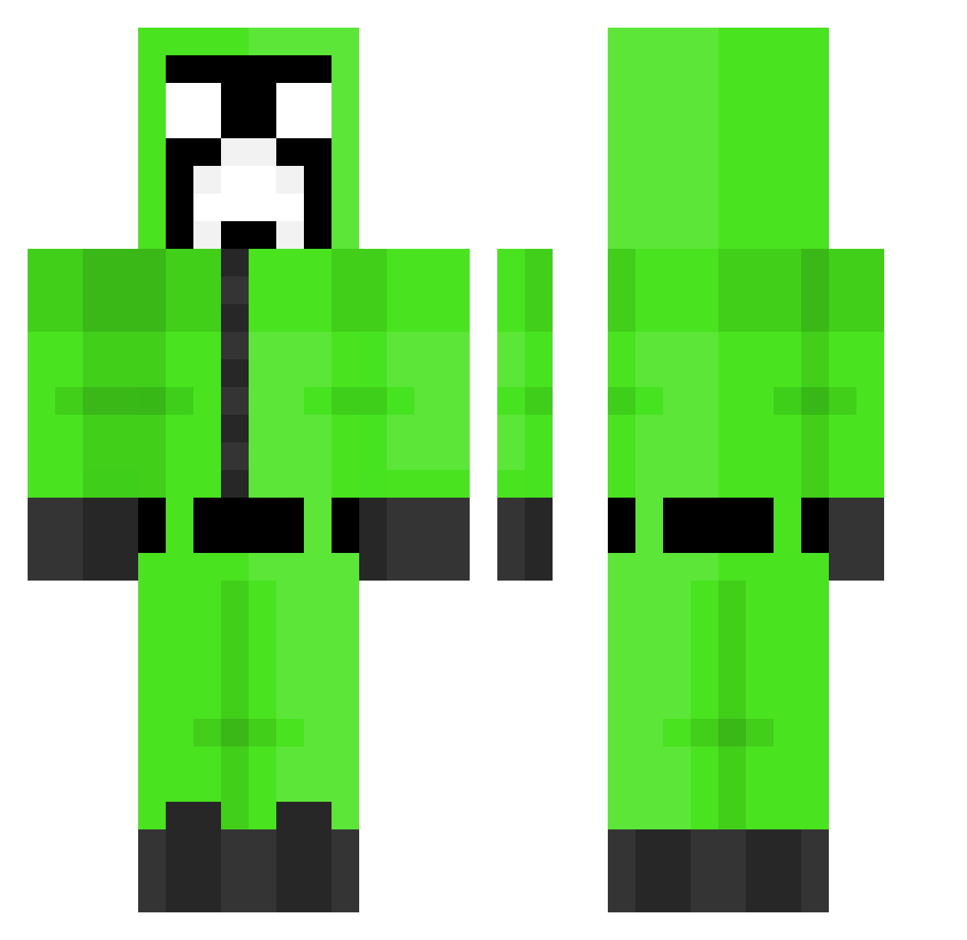 Syzeup Minecraft skin, front and back view
