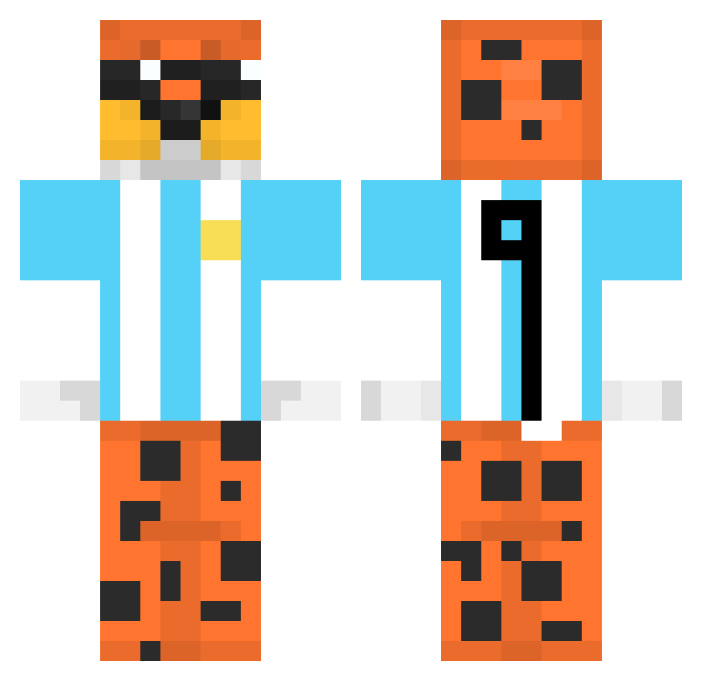 Narcissist10 Minecraft skin, front and back view