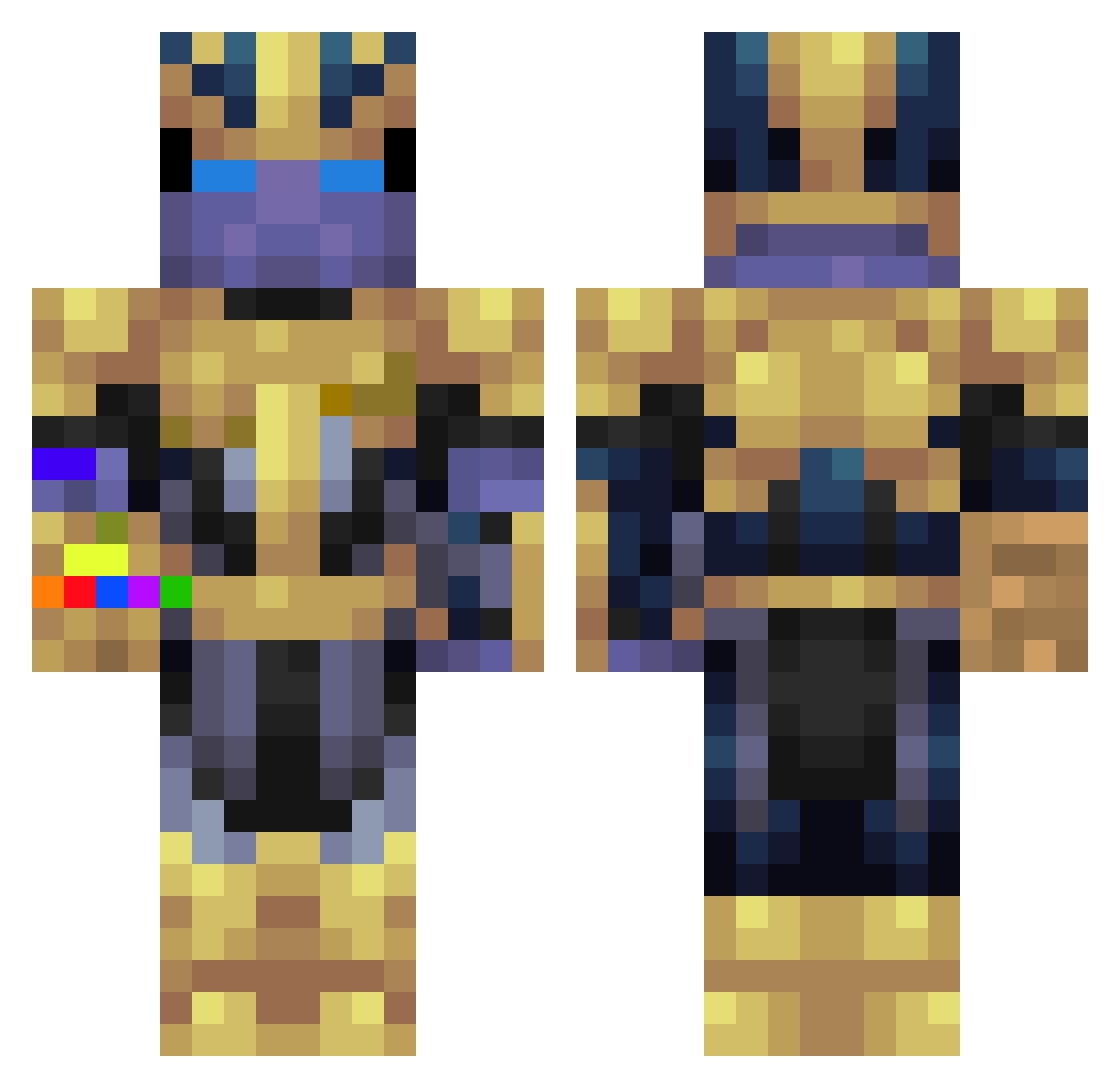 TomaHawX Minecraft skin, front and back view