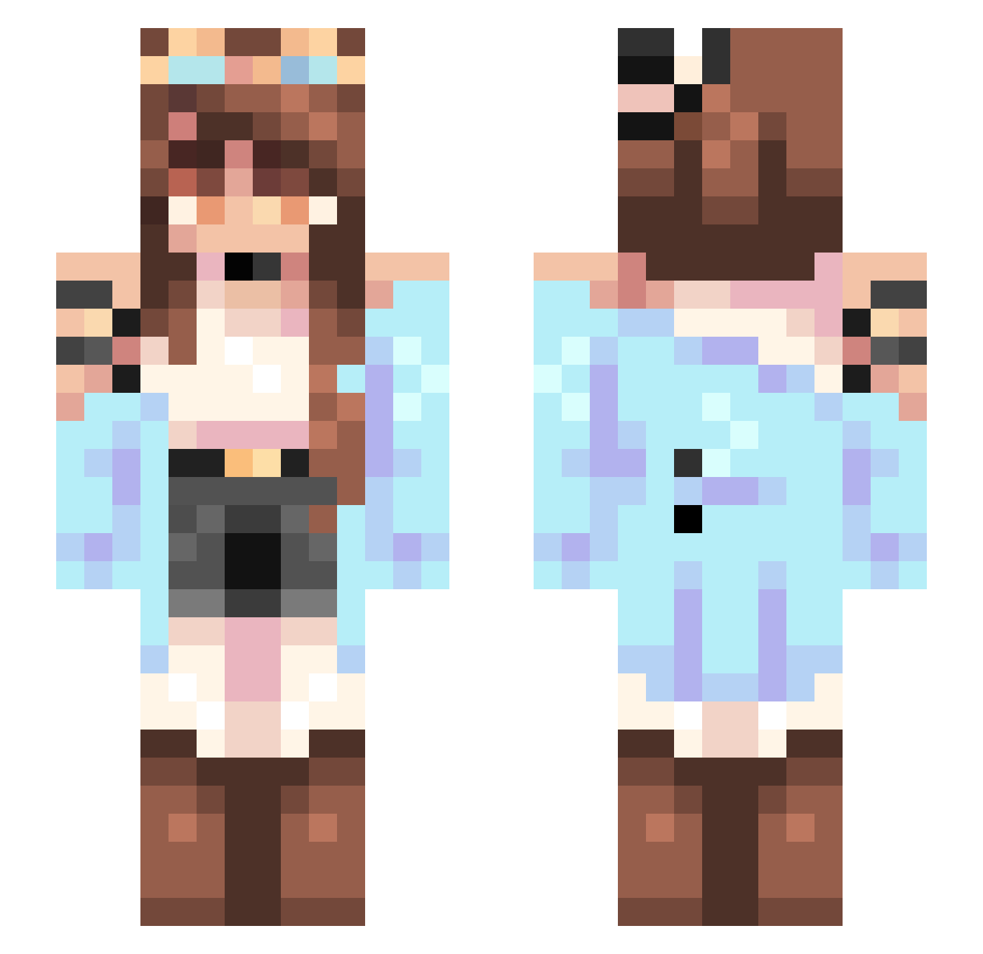 Leeloo_666 Minecraft skin, front and back view