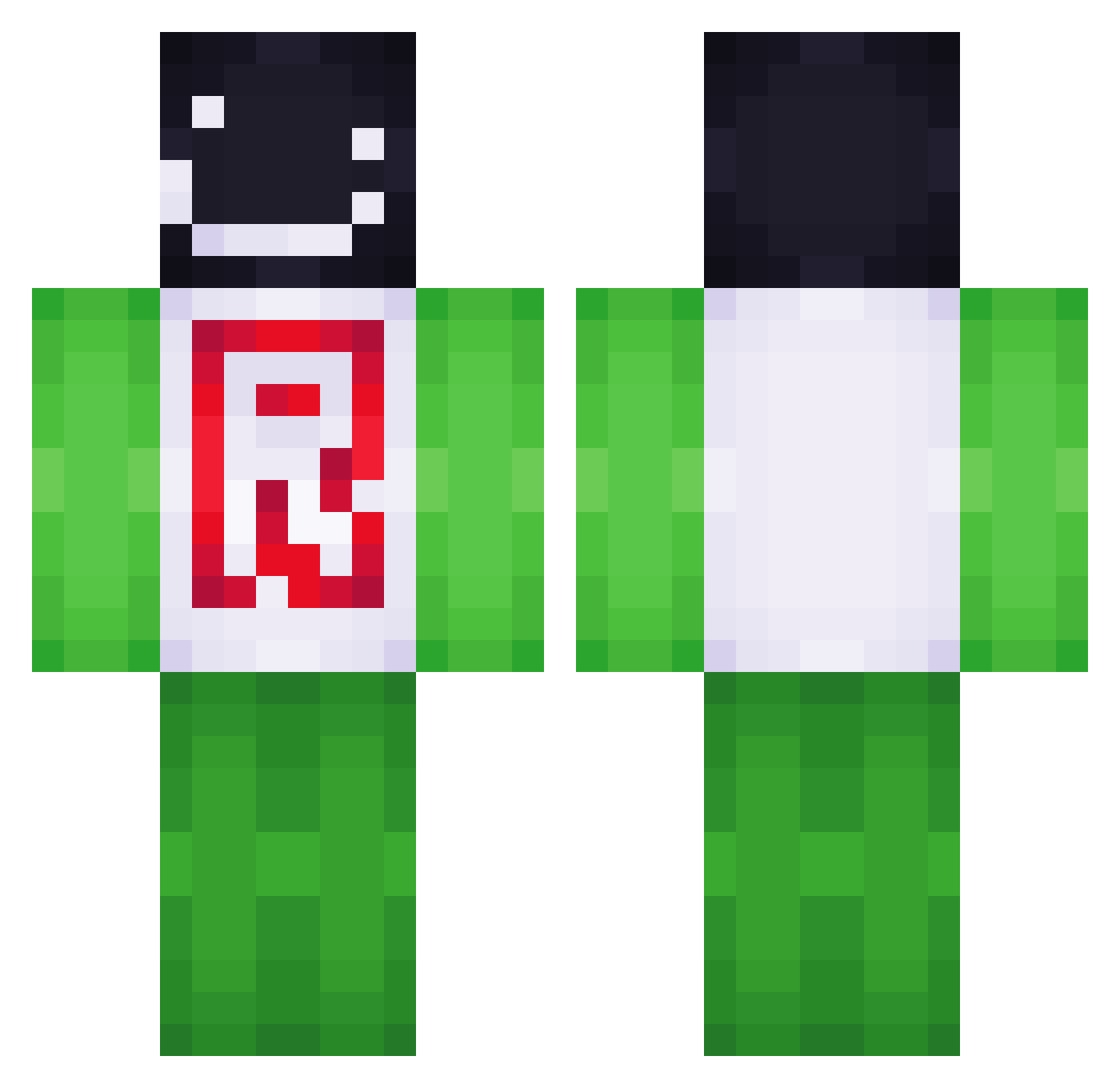 Madstudent1055 Minecraft skin, front and back view