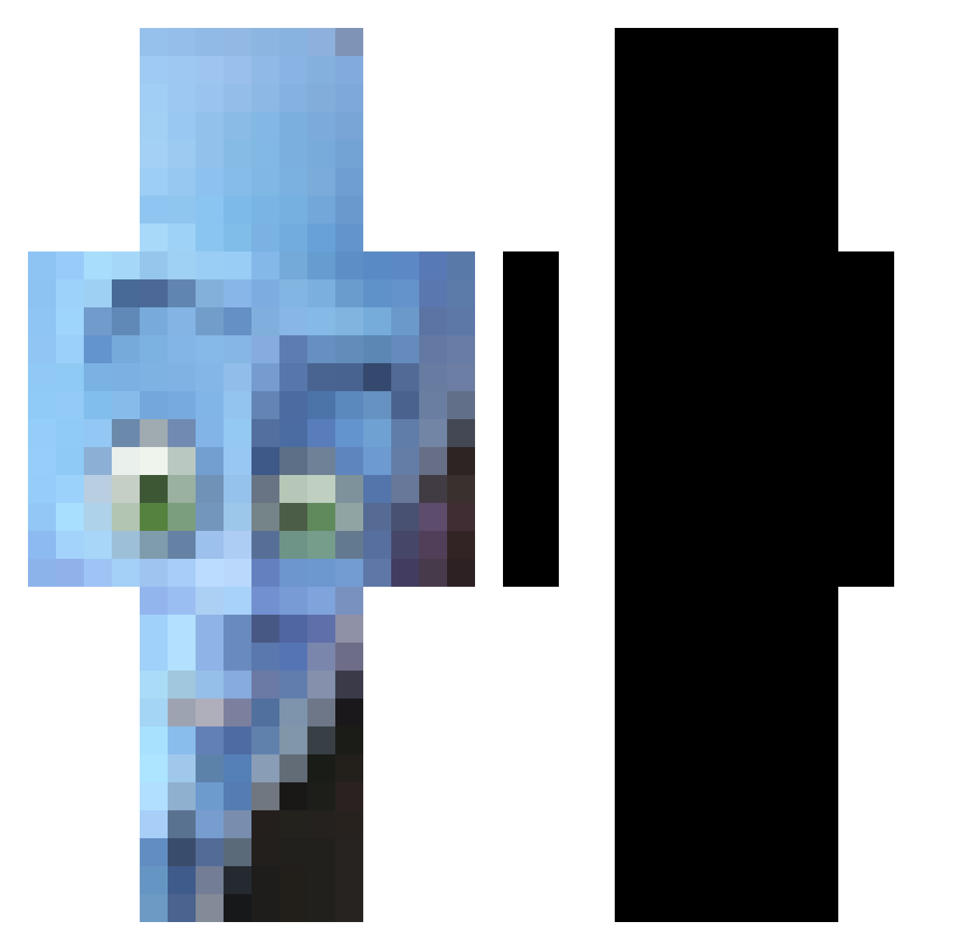 Experting Minecraft skin, front and back view