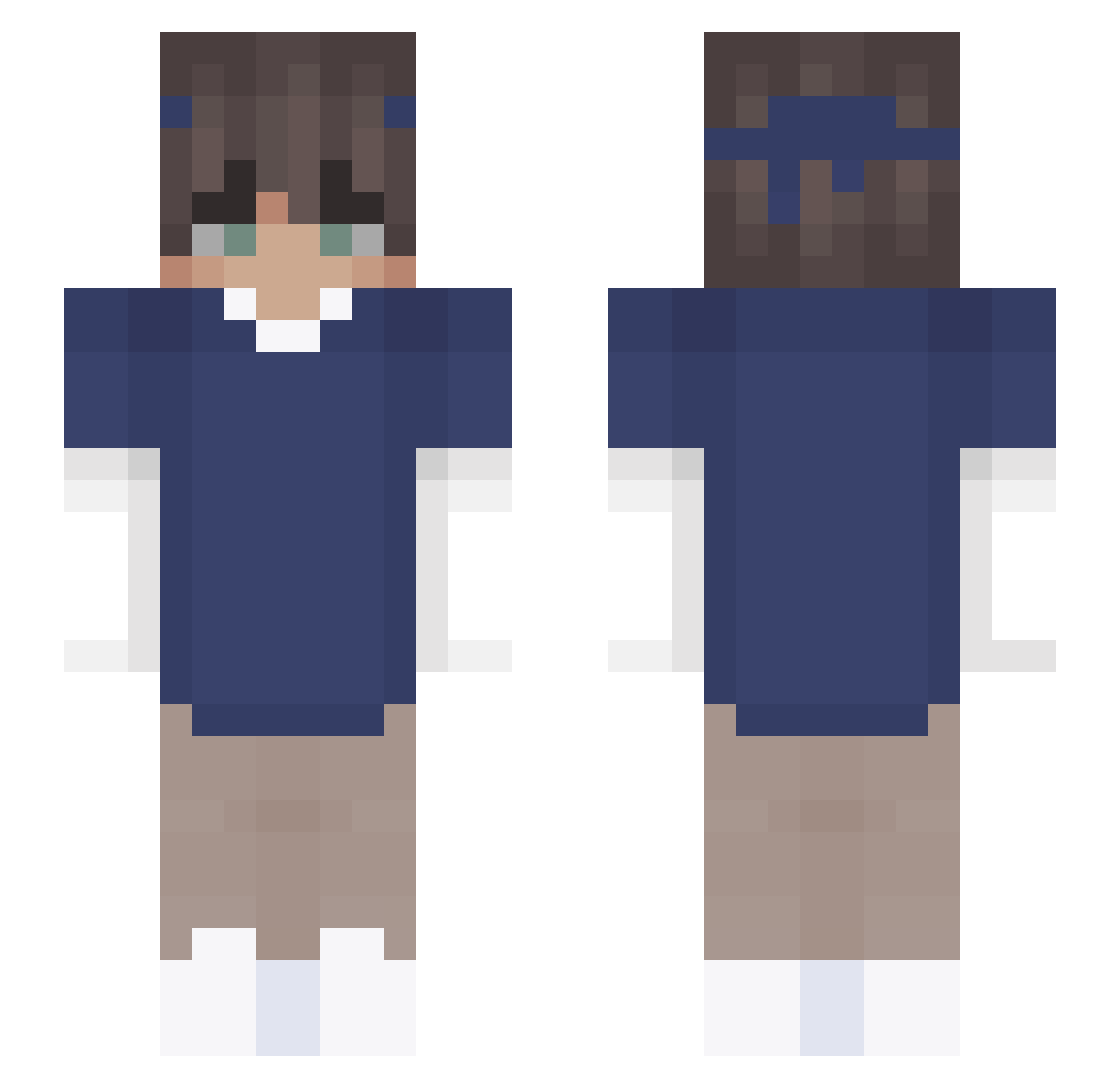 wommels Minecraft skin, front and back view