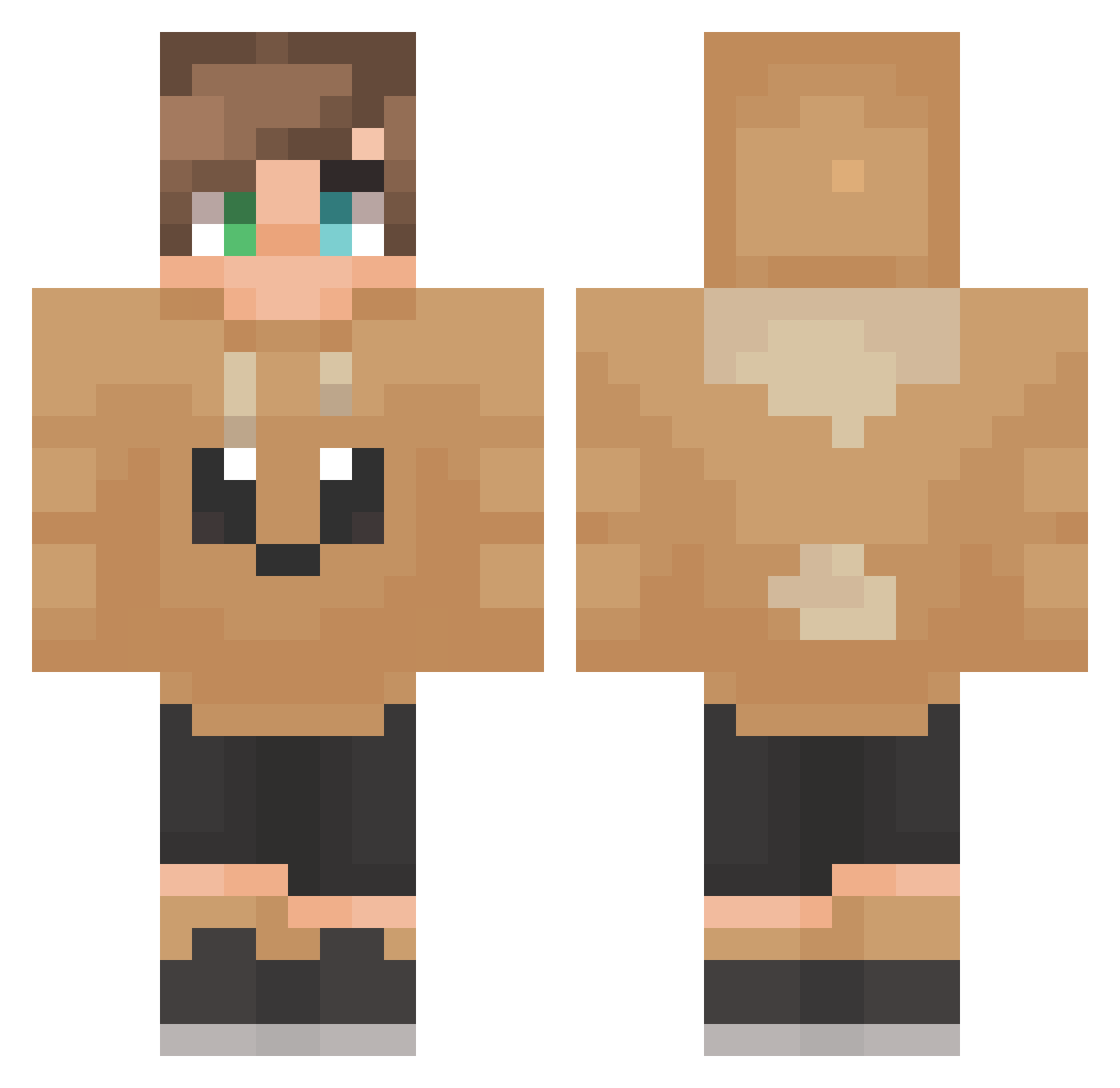WiskieKat Minecraft skin, front and back view