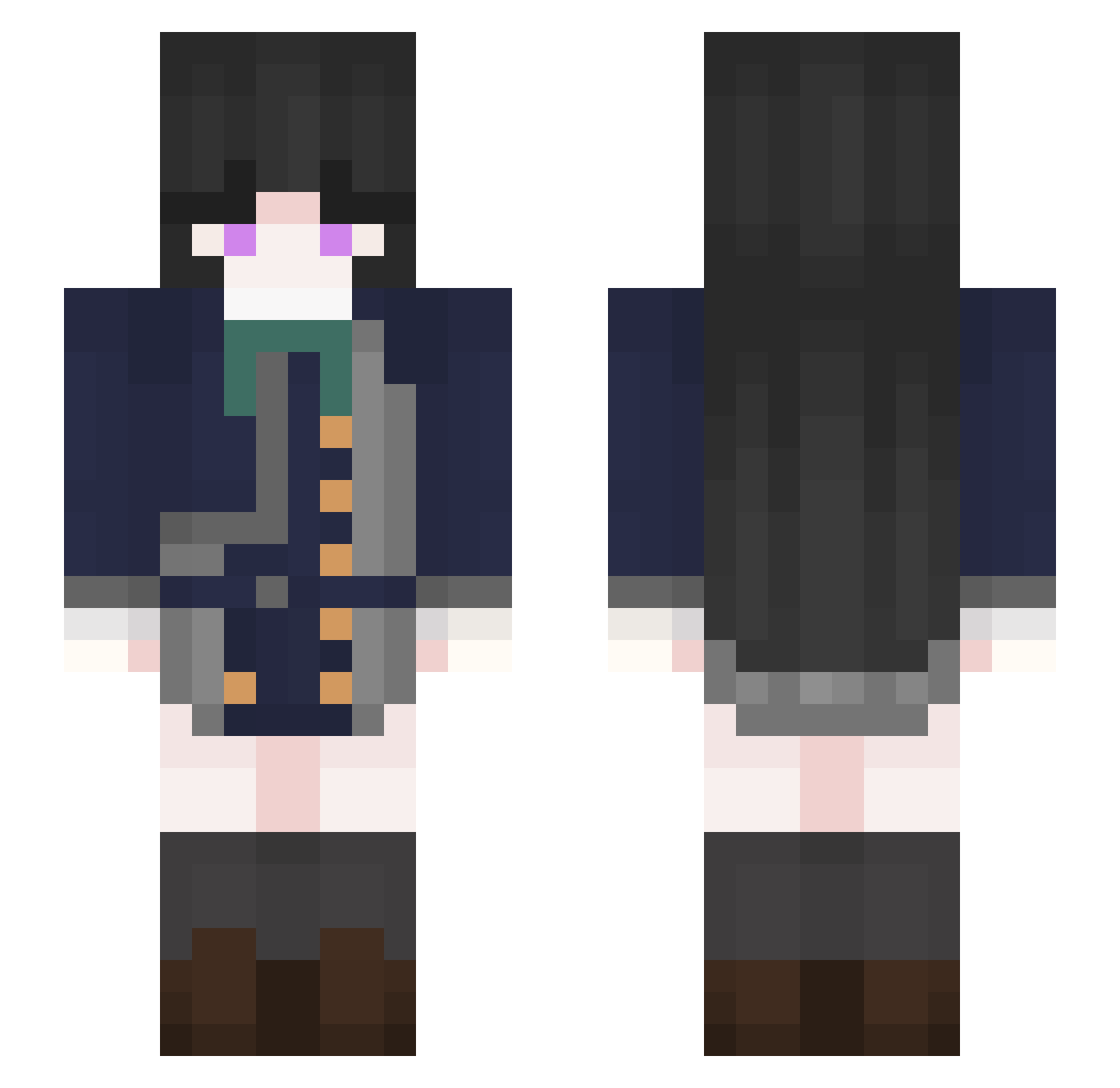 Skulldoh Minecraft skin, front and back view