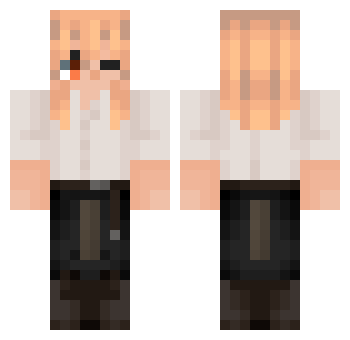 Nickisnthere Minecraft skin, front and back view