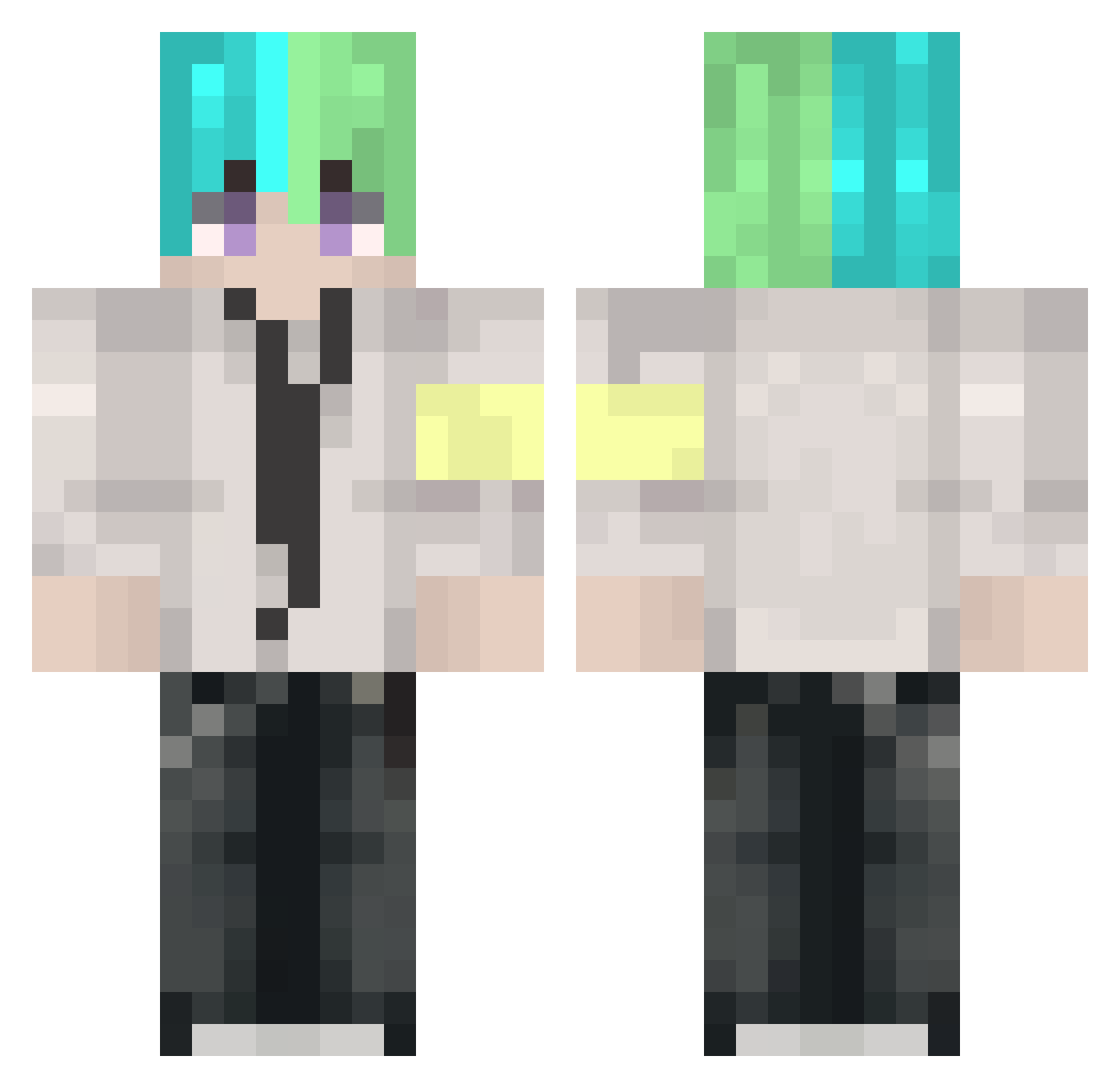 Tykjo Minecraft skin, front and back view