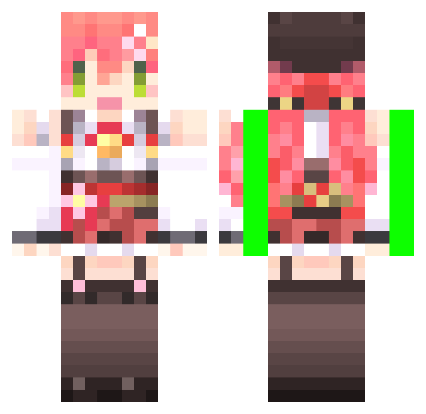 hololiveVTuber Minecraft skin, front and back view